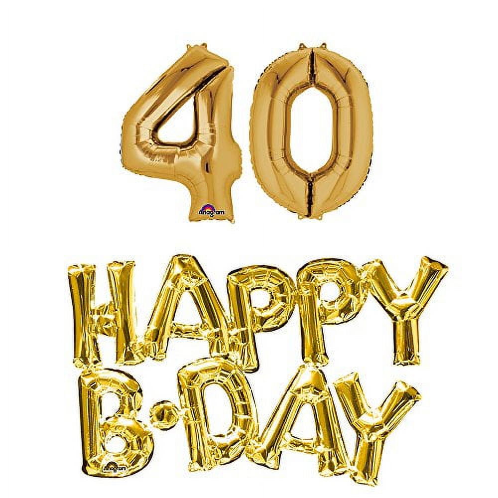 Anagram 40th Birthday Party Balloon Decoration Set (Gold, 1 Pack) 996ve