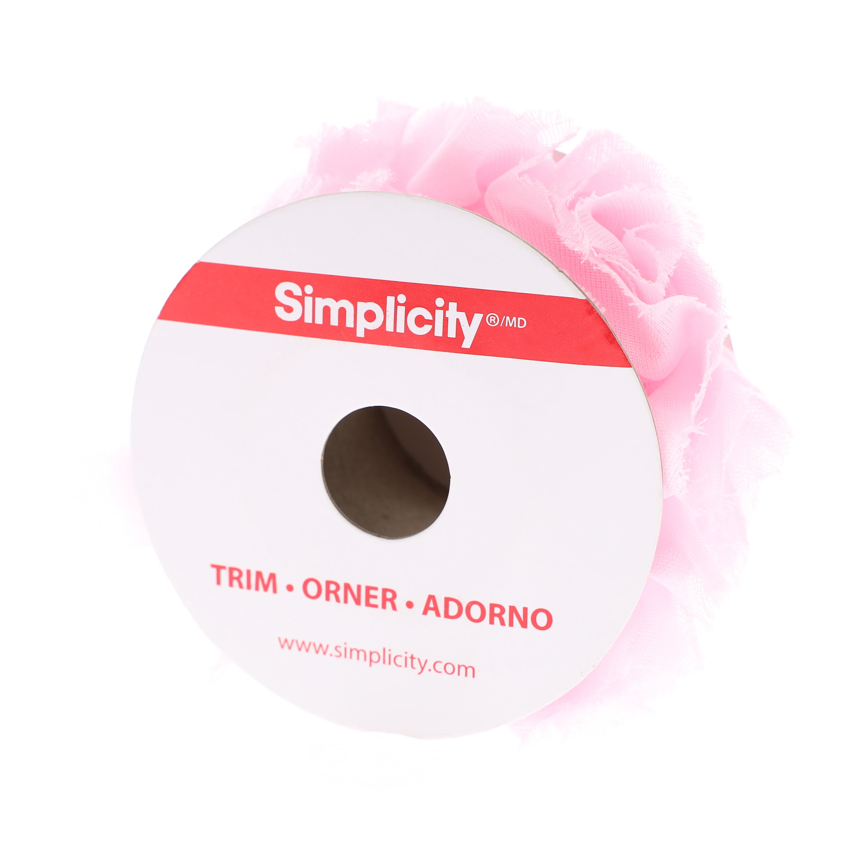 Simplicity Ribbon Rose Trim, Decorative Fabric Applique for Apparel and Crafts (Pink, 2 in x 3 yd) l1fwx