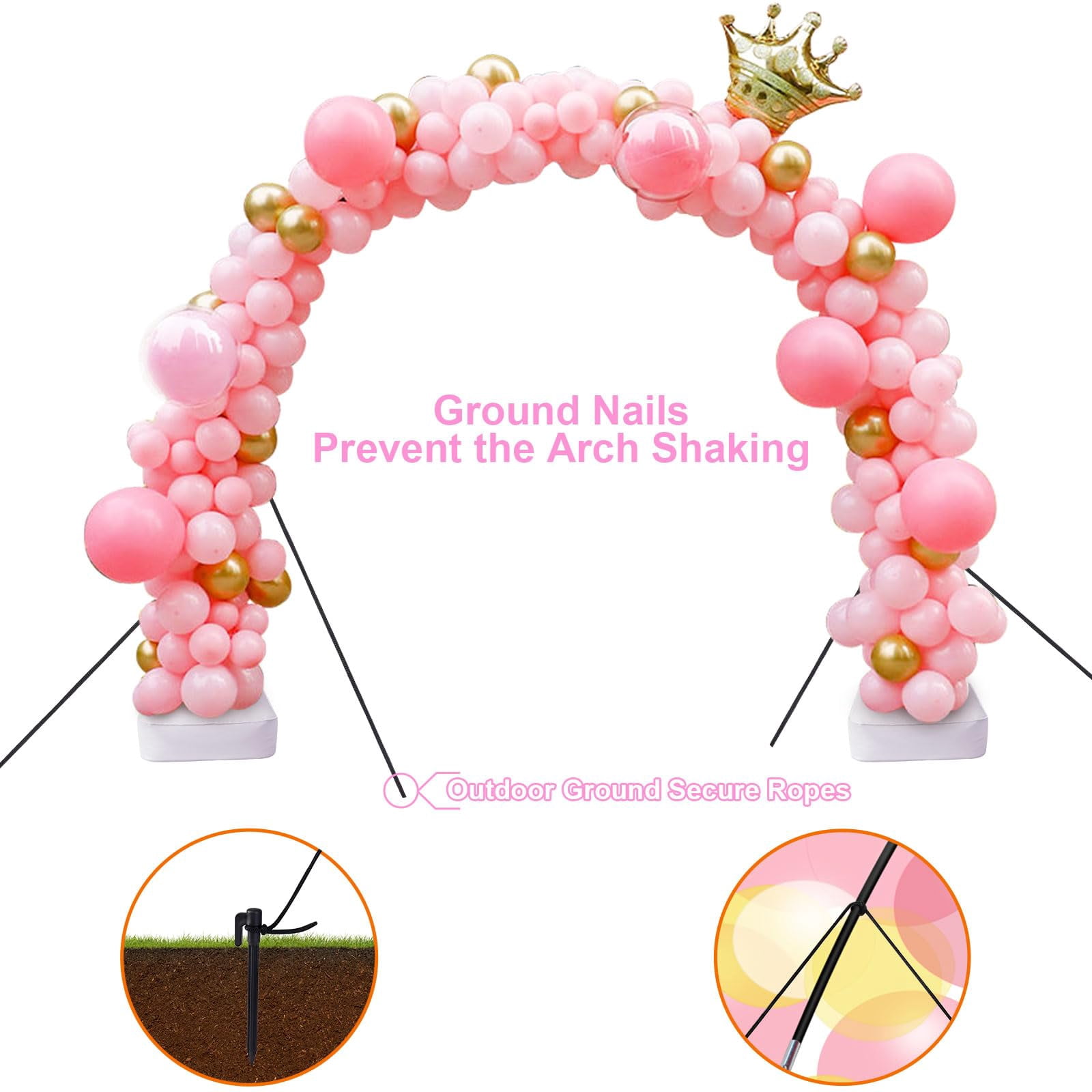 Generic Balloon Arch Stand Kit, Adjustable Party Decoration Frame (Black, 7.4 ft) 9r1m8