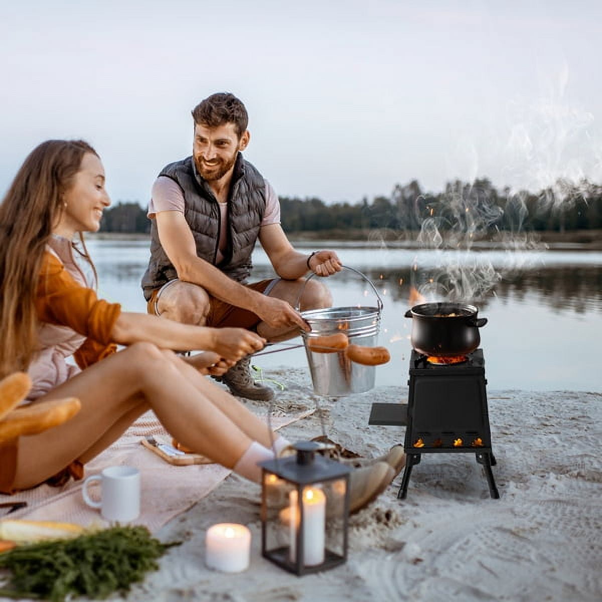 YDLW 38 in Outdoor Fire Pit and BBQ Grill Combo (Black, 38 in) 77elf