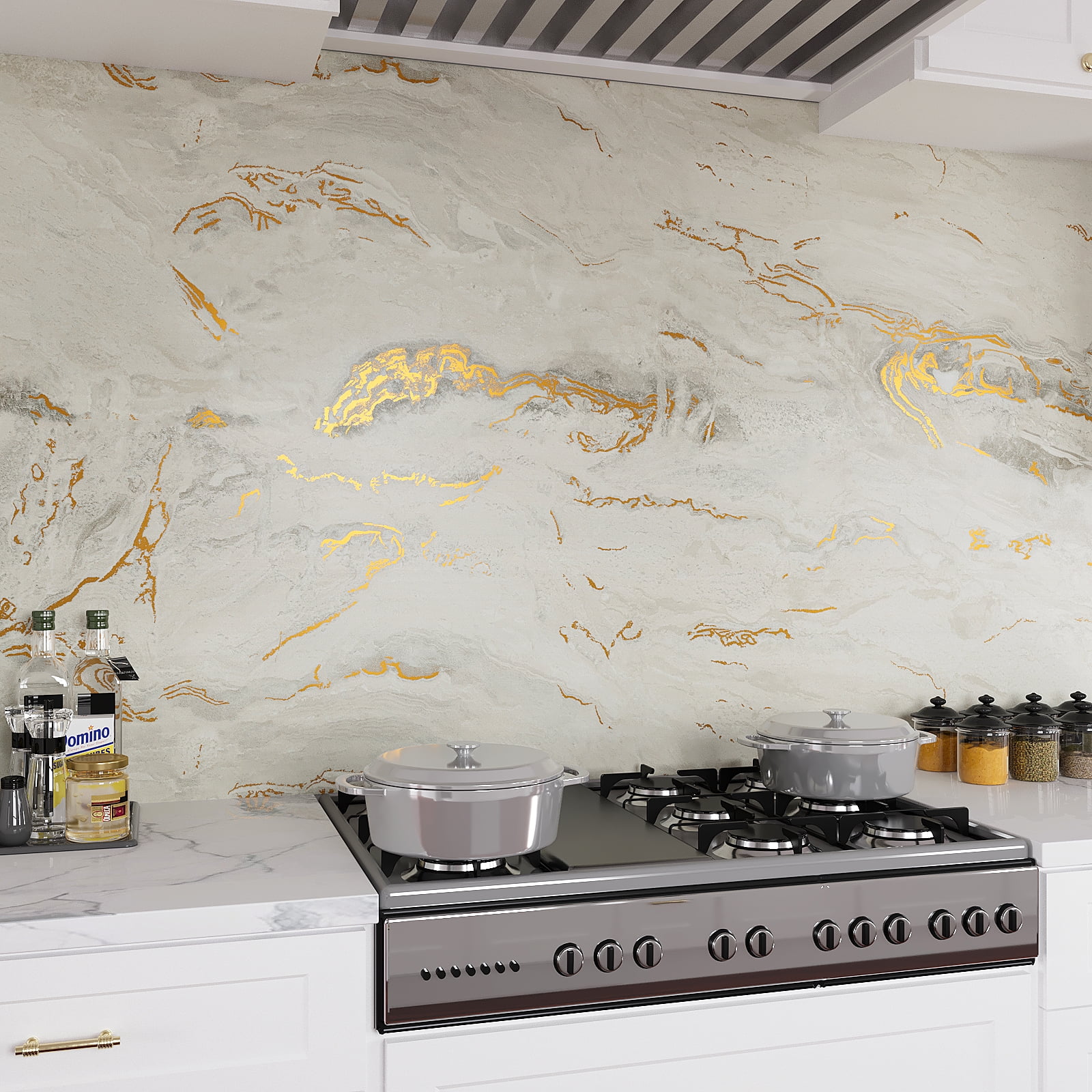 VEELIKE Marble Peel and Stick Countertop Contact Paper, Waterproof Vinyl Film for Kitchen and Bathroom (Beige, 15.7 in x 118 in) wgqeu