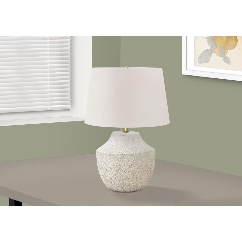 Monarch Concrete Stone Table Lamp with Tapered Drum Shade (Beige, 20 in) ei40j