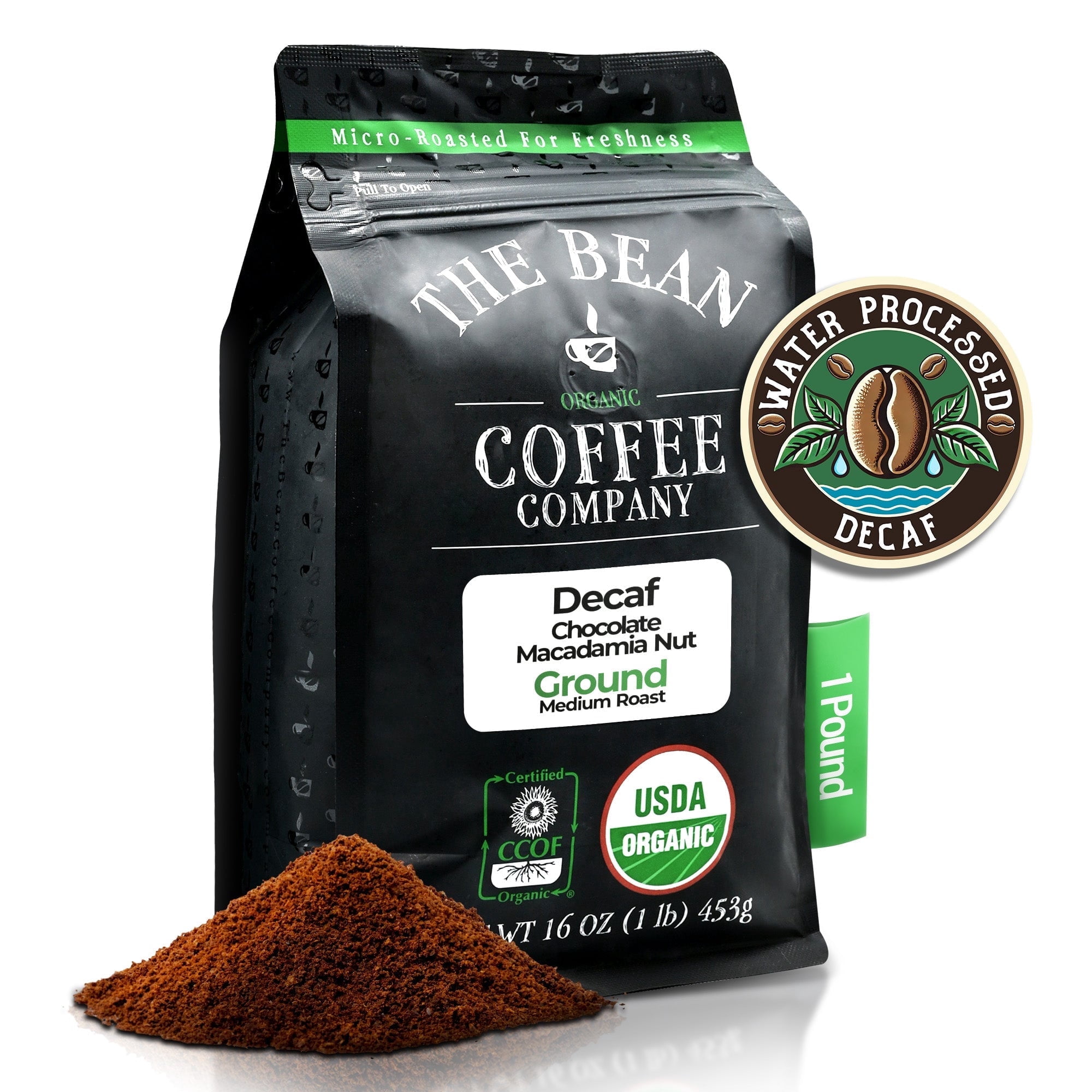 The Bean Organic Coffee Company Decaf Chocolate Macadamia Nut Medium Roast Ground Coffee (16 oz) uh2c5