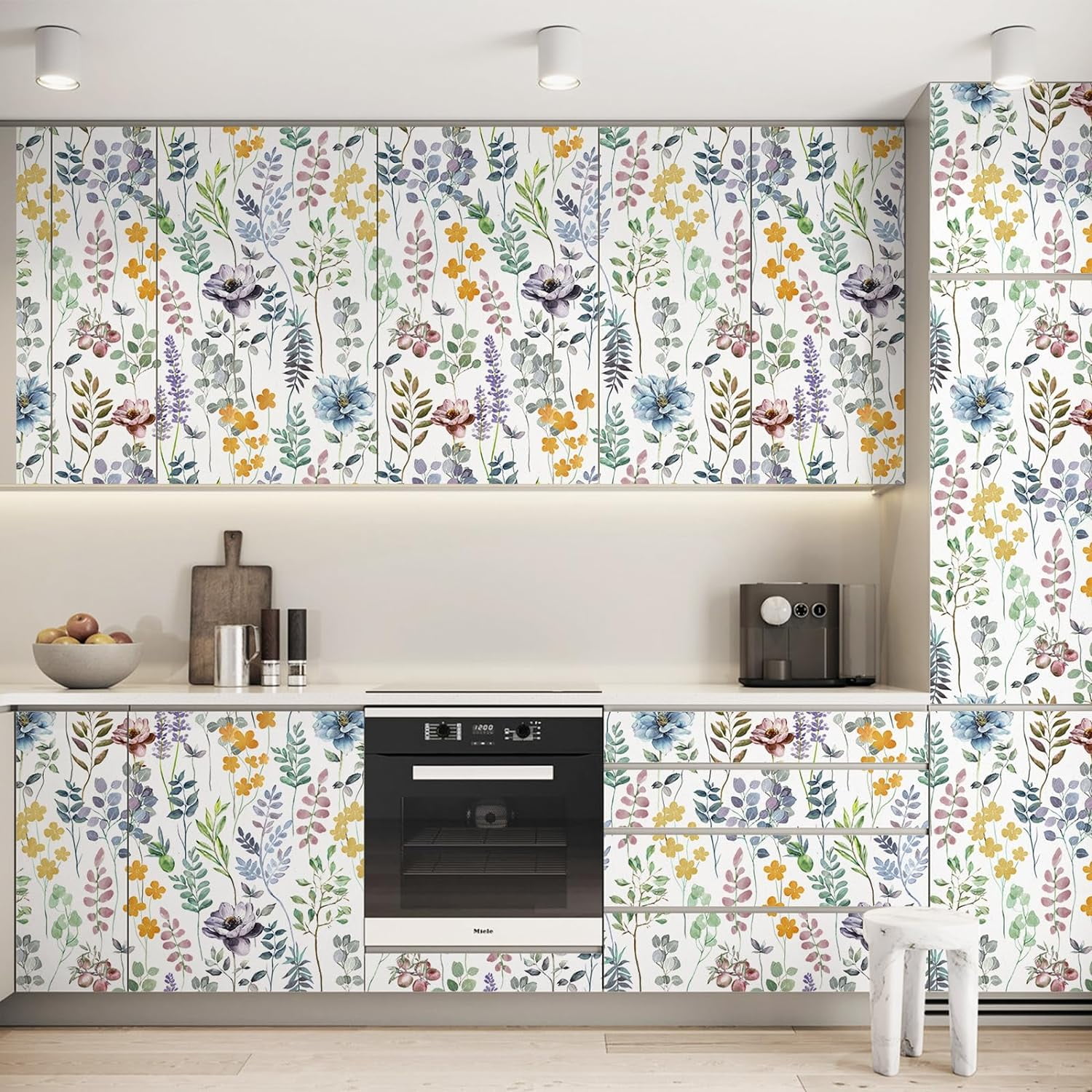 UMIGGEE Floral Peel and Stick Wallpaper, Self-Adhesive Decorative Contact Paper for Home Decor (White, 17.7 in x 393 in) hcdui