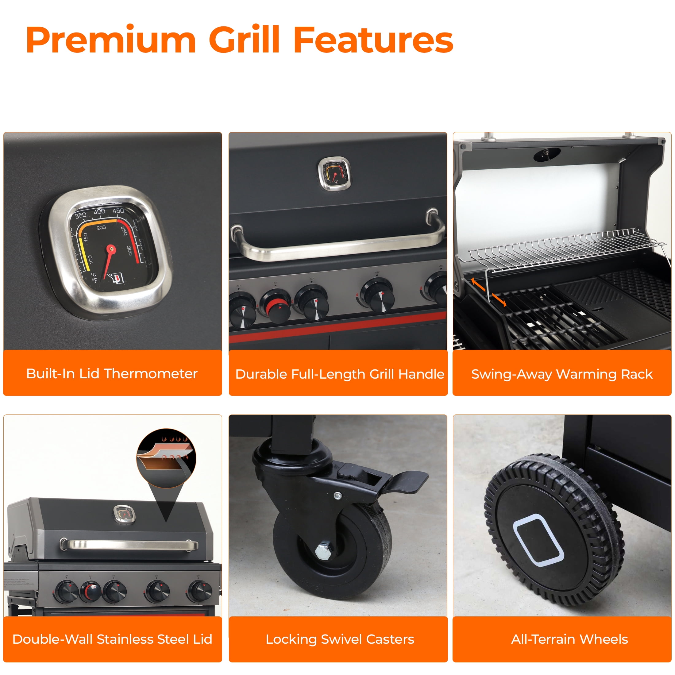 Flintex 4-Burner Propane Gas Grill with Infrared Side Burner, Diamond Grates & Griddle (494 sq. in. Cooking Area) km3tc