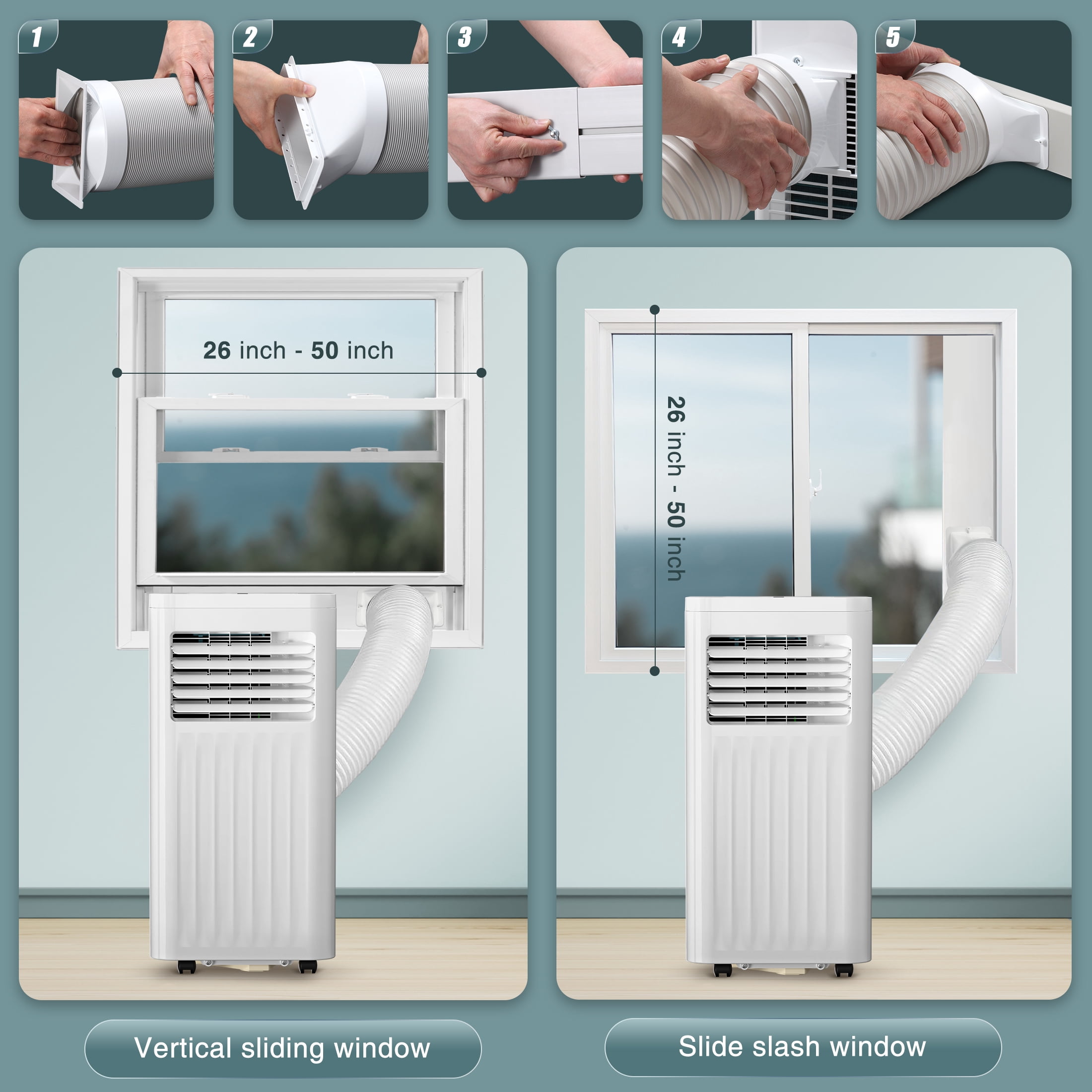 KissAir Portable Air Conditioner 8000 BTU 3-in-1 Cooling Dehumidifier and Fan (White, 8000 BTU) uqi3x