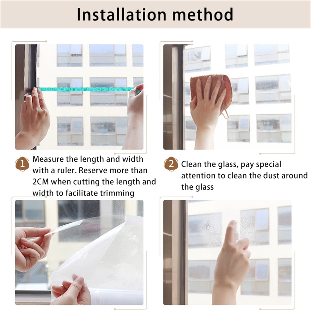BSHAPPLUS Window Privacy Film, Frosted Glass Decorative Static Cling, UV Blocking Floral Pattern (White, 17.7 in x 78.7 in) n59s6