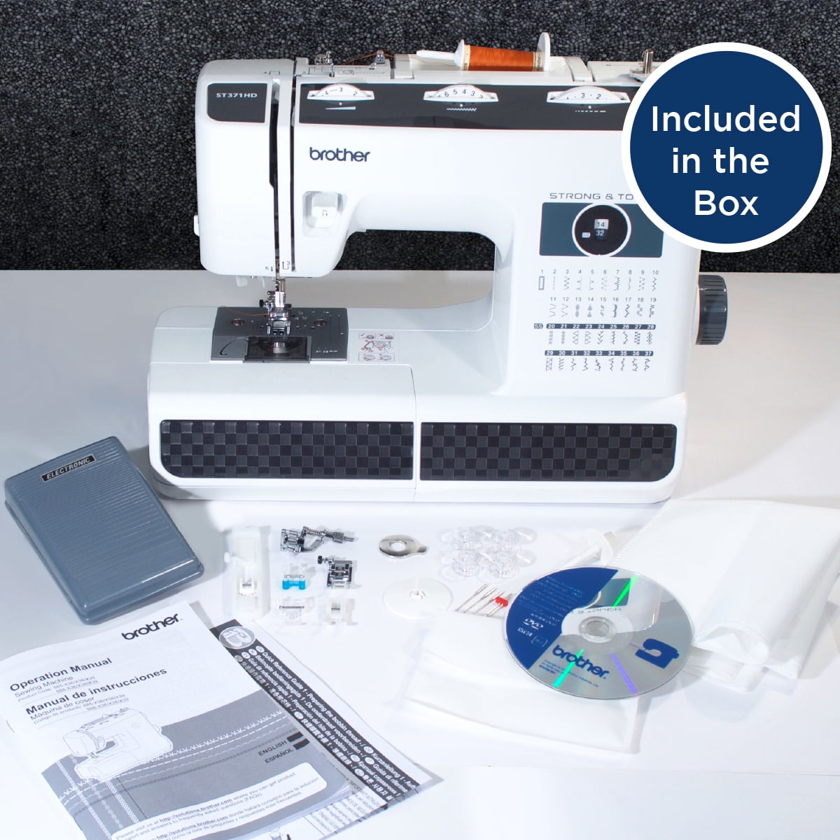 Brother ST371HD Strong & Tough Heavy-Duty Sewing Machine with 37 Built-in Stitches (14.3 lb) kw8lt