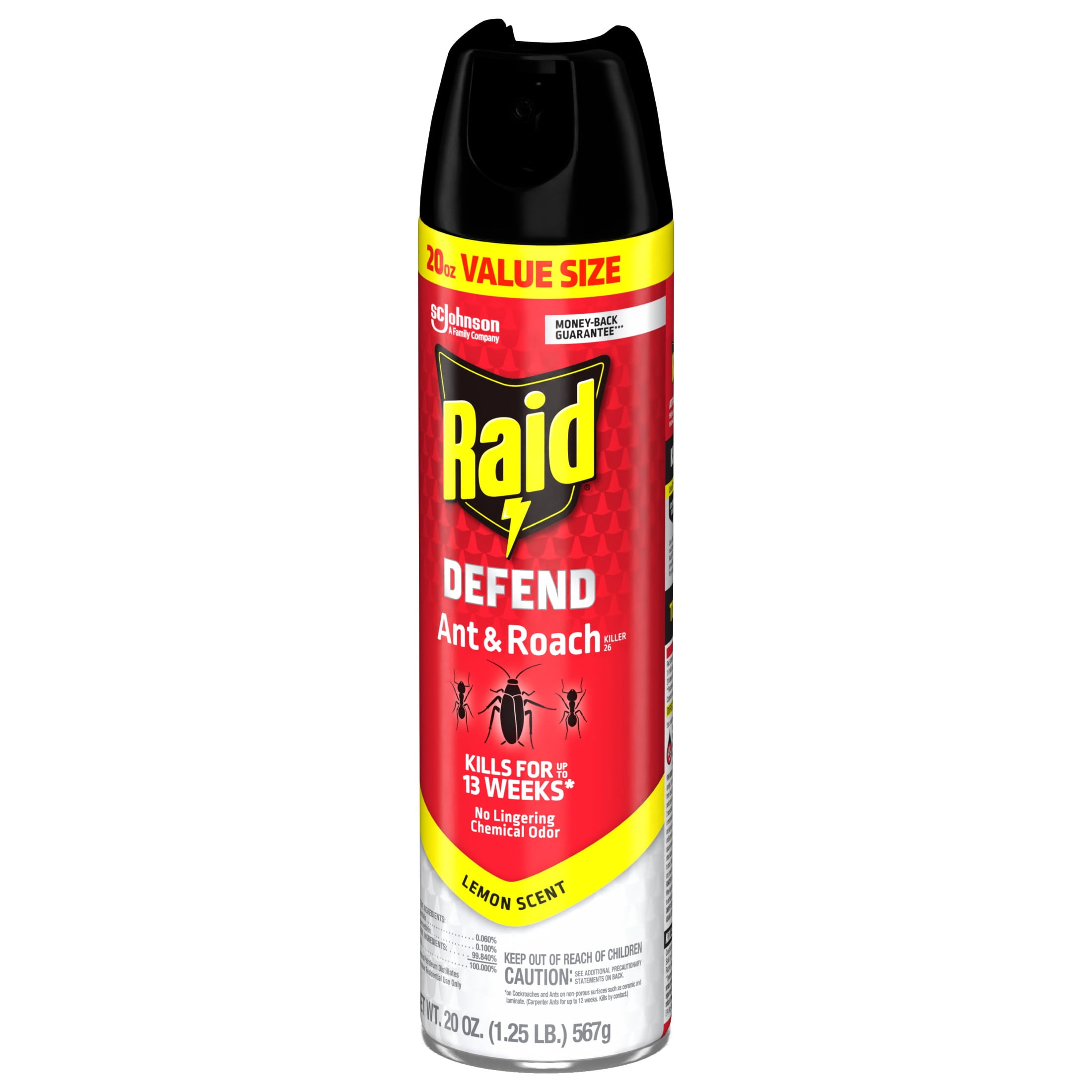 Raid Ant & Roach Killer Indoor Insecticide Spray with Residual Protection (Lemon Scent, 20 oz) 76fo0