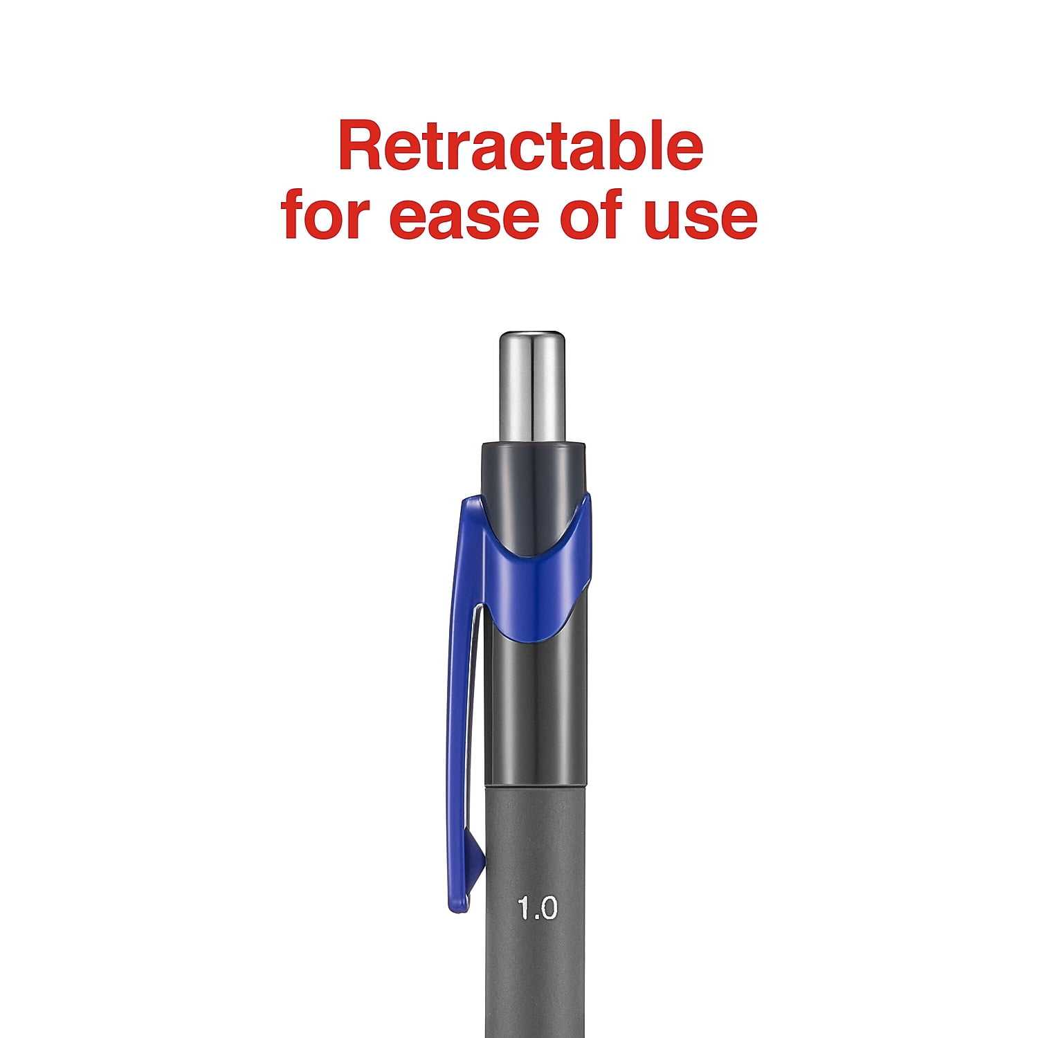 MyOfficeInnovations Postscript Retractable Ballpoint Pens, Smooth Writing Medium Point, Blue Ink (12 Pack) 2rtfm