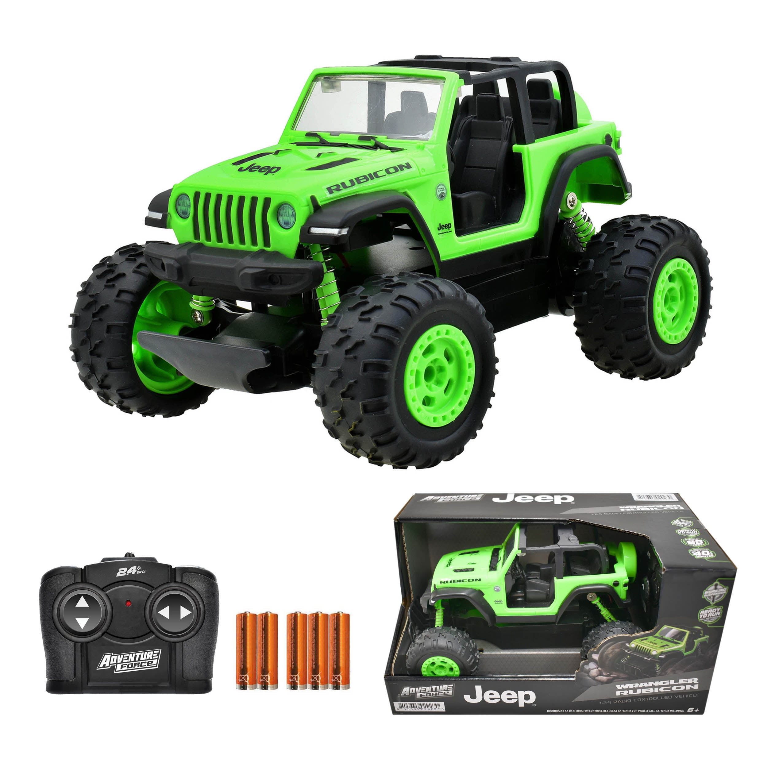 Adventure Force Radio Control Jeep Rubicon Off-Road Vehicle (Green, 1:24 Scale) kbl0m