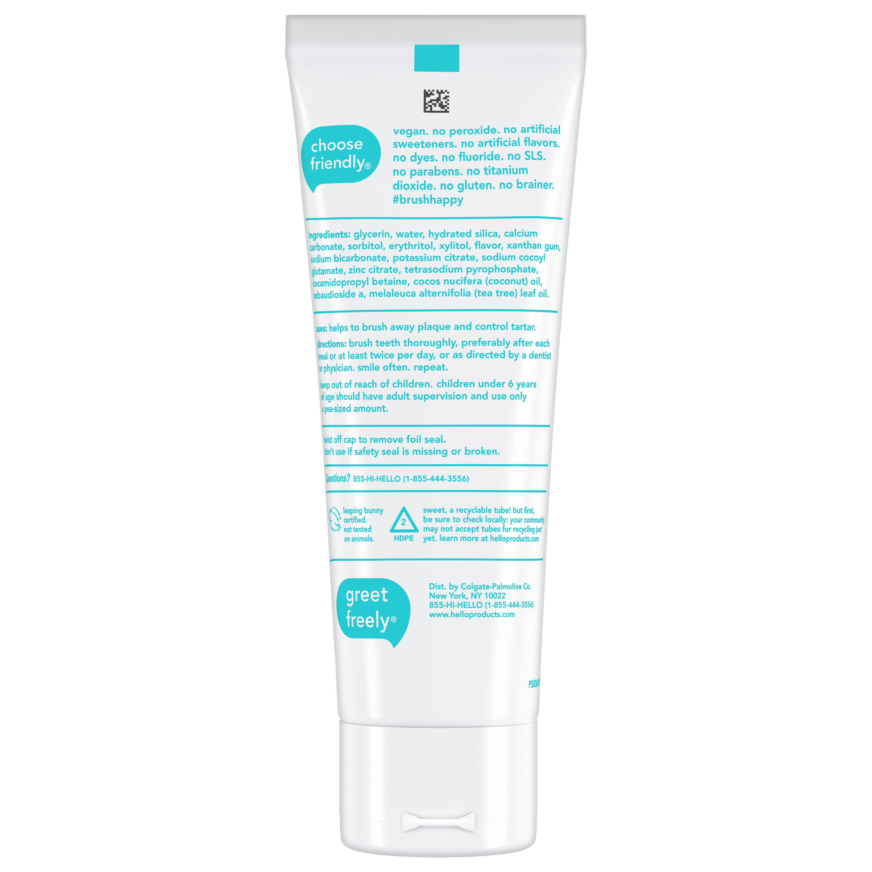 Hello Antiplaque and Whitening Fluoride Free Toothpaste, Natural Peppermint (4.7 oz) 70by1