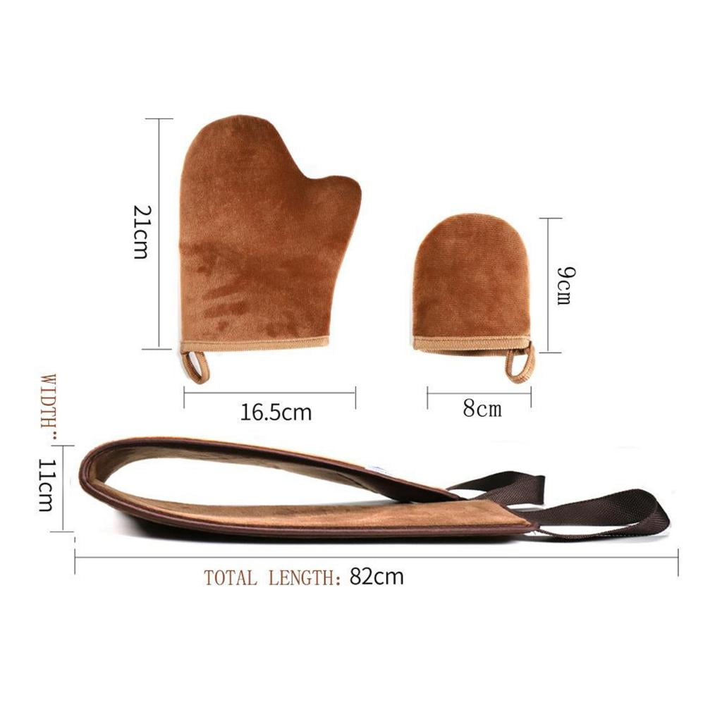 yotijay Self Tanning Back Applicator Mitt Set for Streak-Free Sunless Lotion and Mousse Application (Brown, 2-Piece Set) 123by