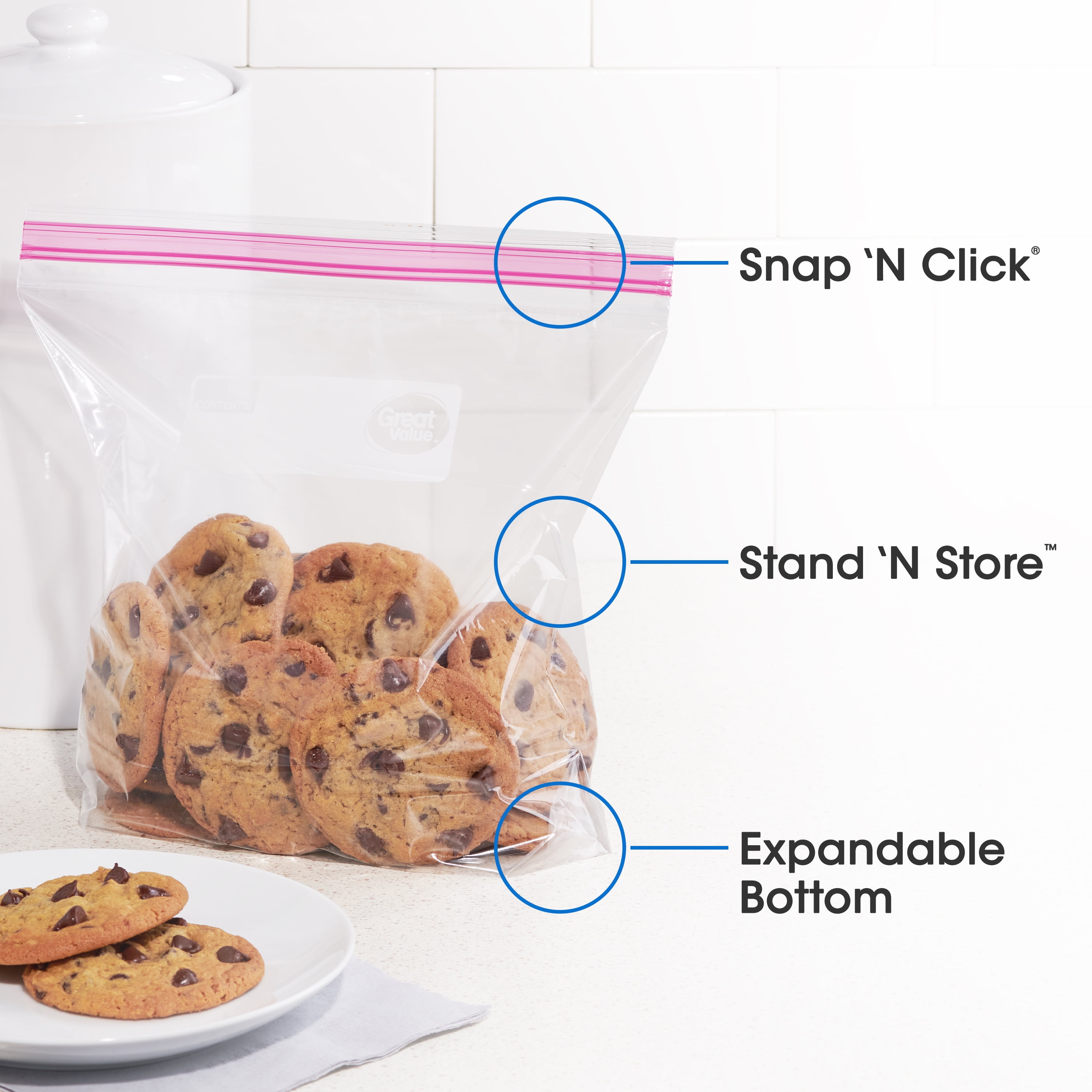 Great Value Gallon Double Zipper Storage Bags (Clear, 40 Count) 8o9lu