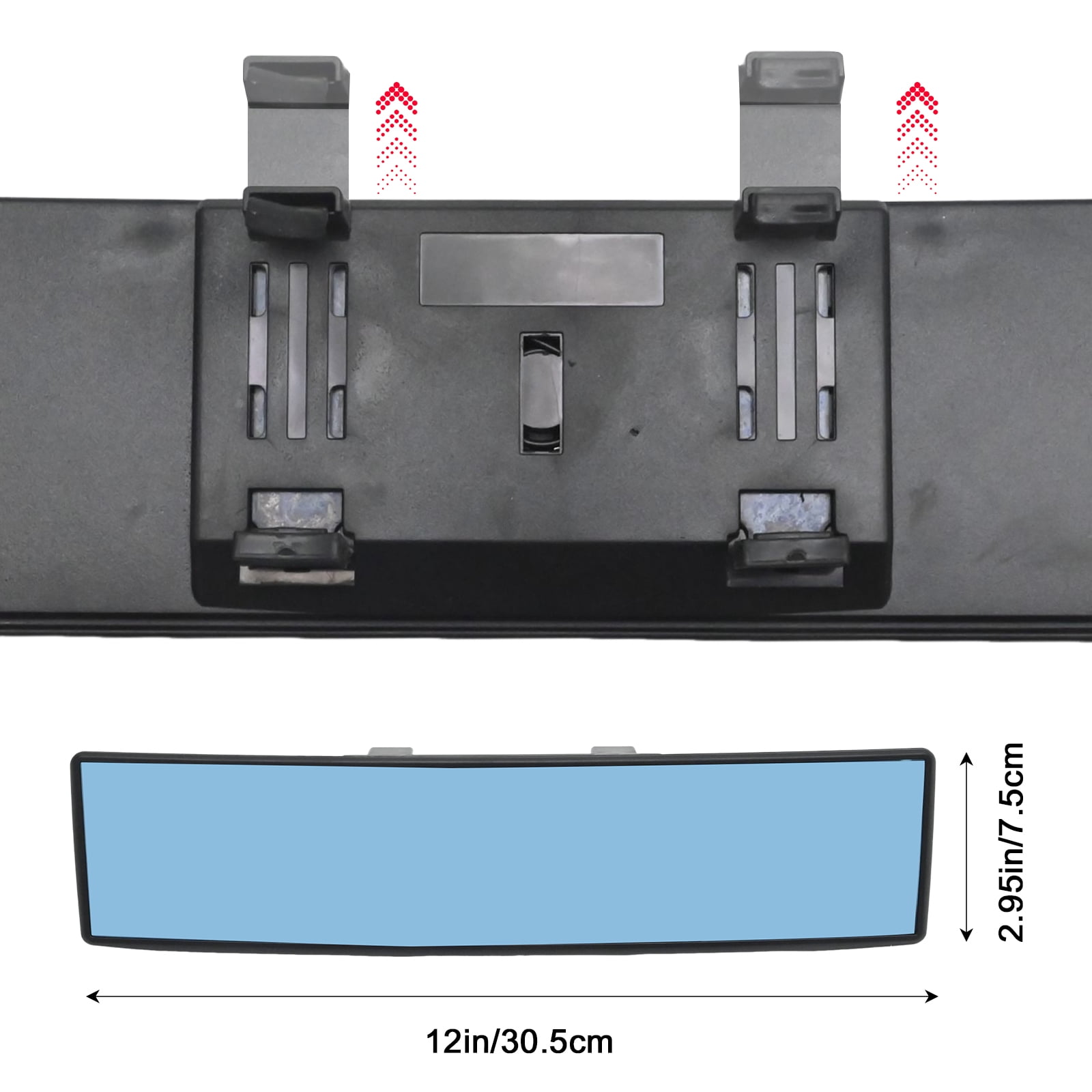 Anxingo Clip On Wide Angle Rear View Mirror, Anti-Glare Interior Mirror for Cars and SUVs (Blue, 11.8 x 2.8 in) 3pqhv