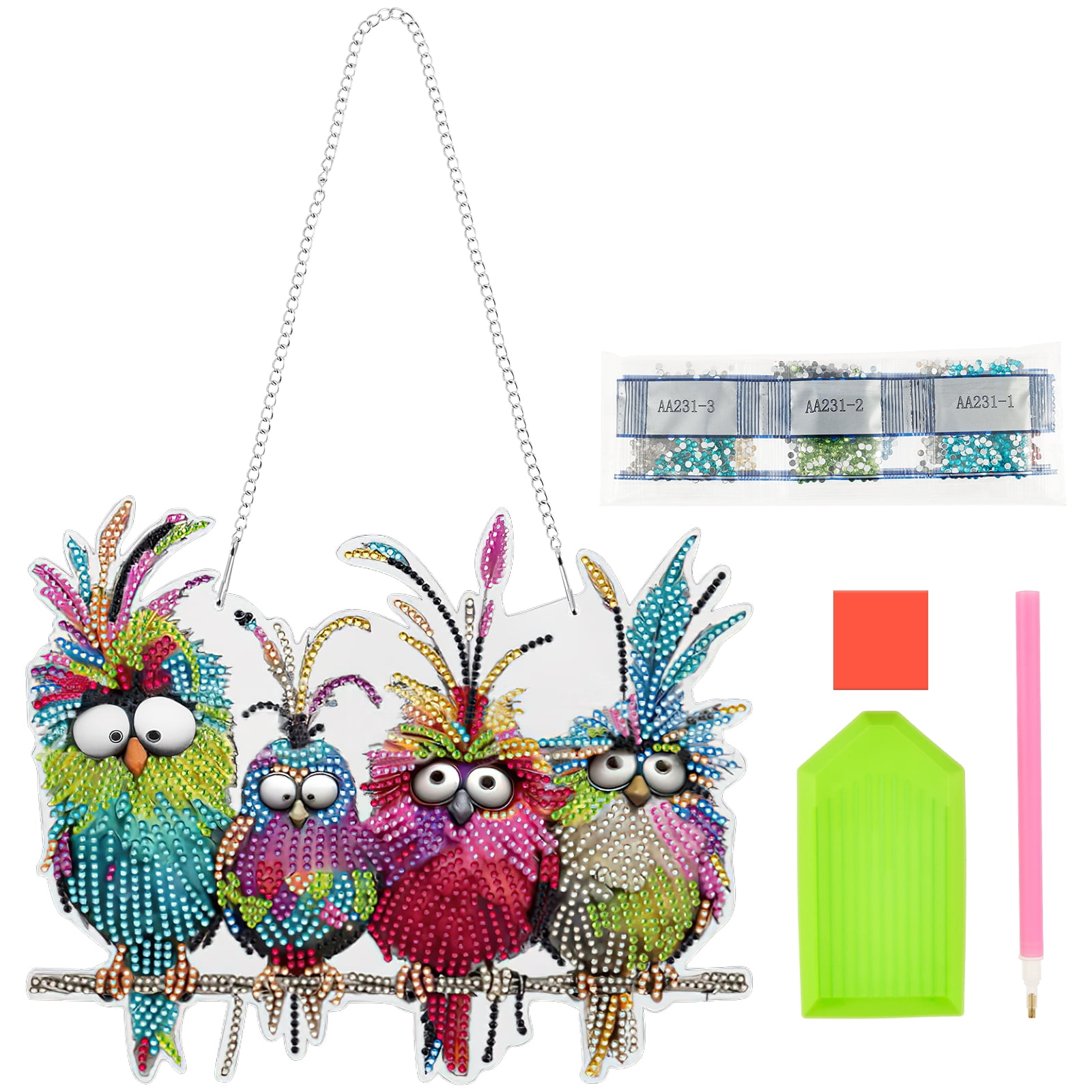 Wekvgz 5D Diamond Painting Ornament Kit, Double Sided Bird Craft Set for Home Decor (Multicolor, 1 Pack) qi3bw