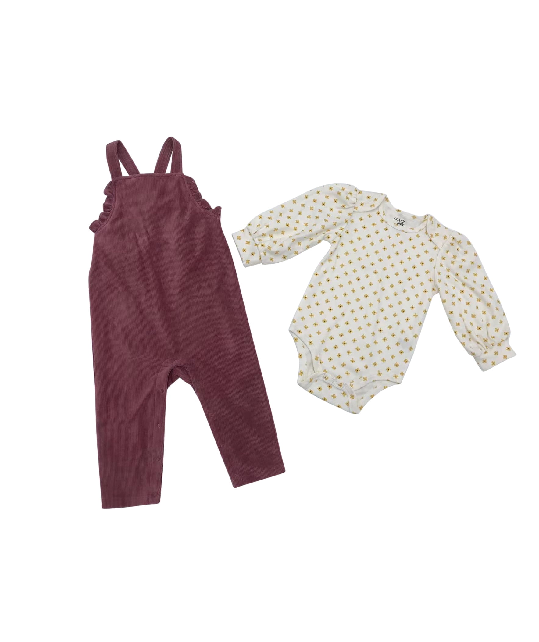 Chick Pea Baby Girl 2-Piece Overall Outfit Set (12 Months-24 Months) y6xoy