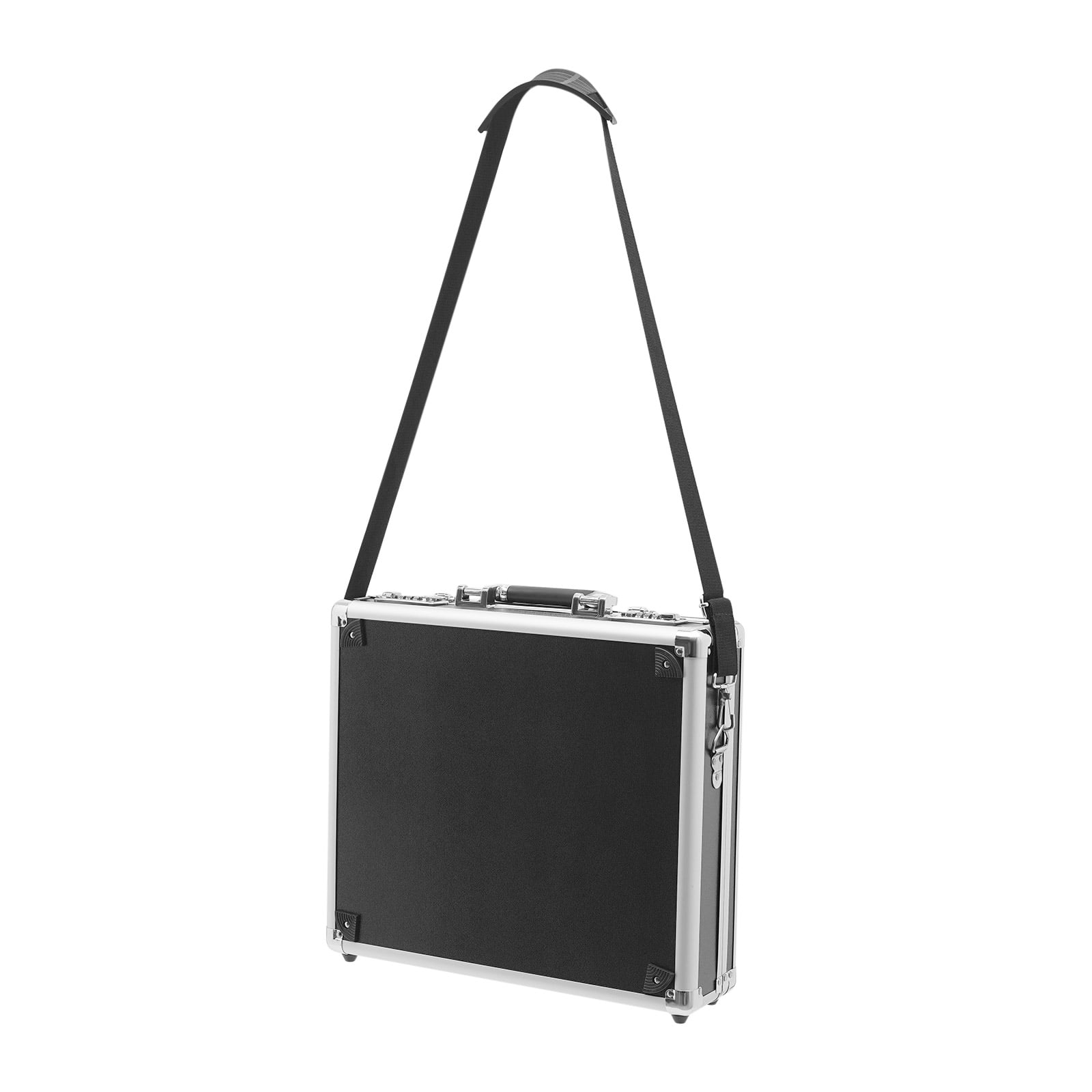 TOOL1SHOoo Portable Aluminum Alloy Lock Box, Secure Storage Case with Combination Lock and Carrying Strap (Black, 15 x 13 x 4.3 in) wcx35