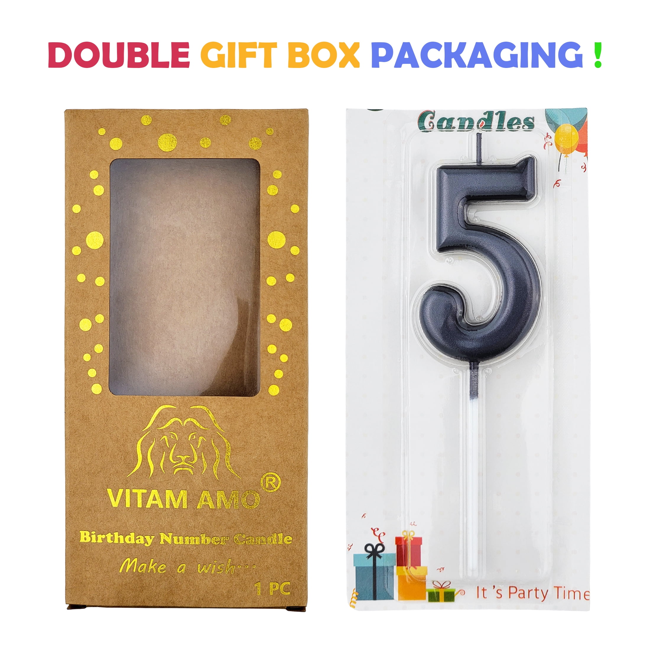 VITAM AMO Number 0 Cake Candle Vintage Style Metallic Gold Birthday Party Decoration (Large, 3.5 in) 872o0