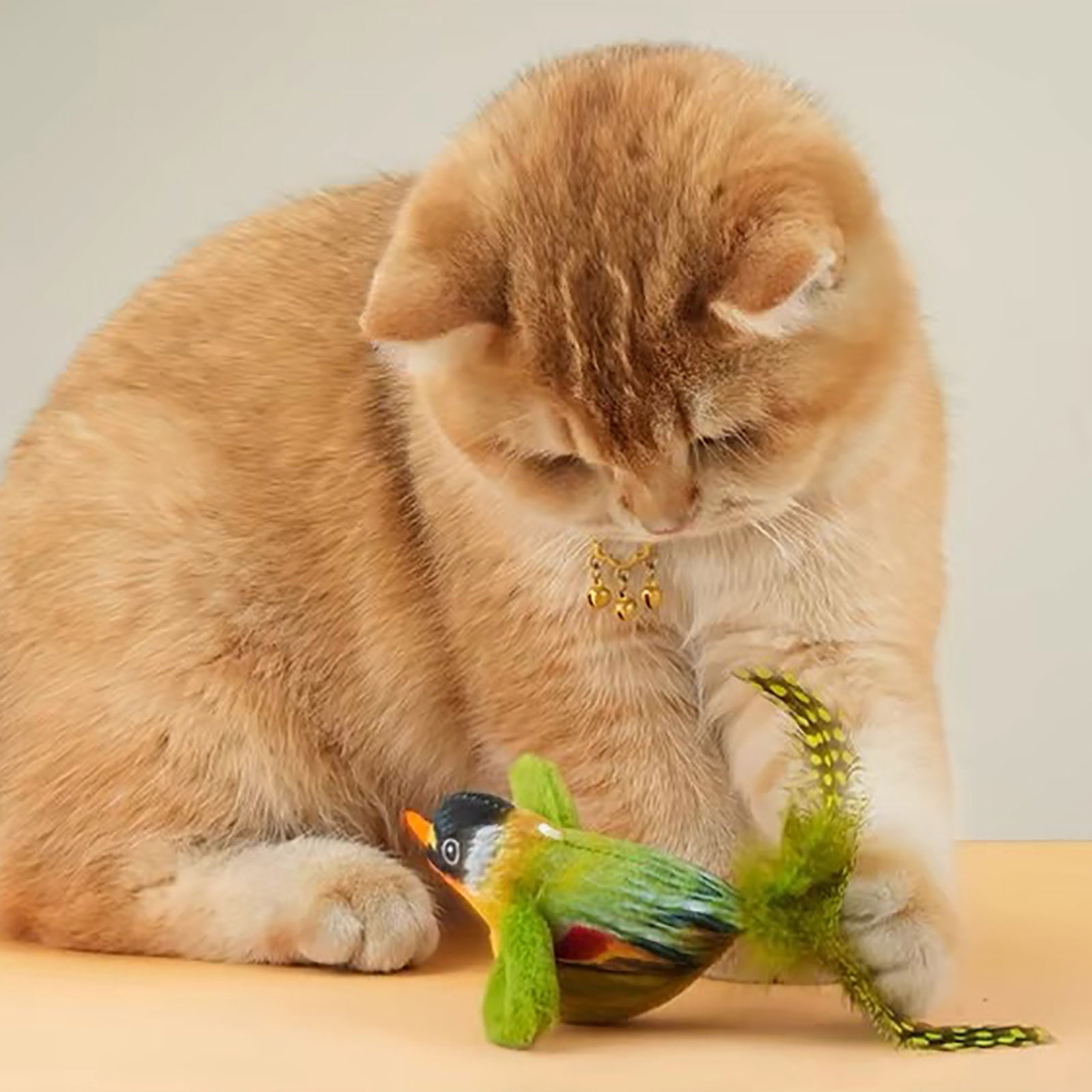 Infidev Interactive Flying Bird Cat Toy, Electric Flapping Wing Simulation Sparrow with Chirping Sound (Green, 1 Pack) 8y2wb