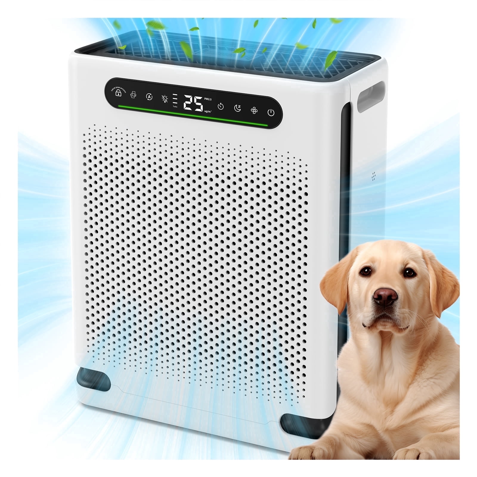 Aeitto HEPA Air Purifier for Large Rooms, Smart Air Cleaner with PM2.5 Sensor and Sleep Mode (White, 2600 sq ft) kav5a