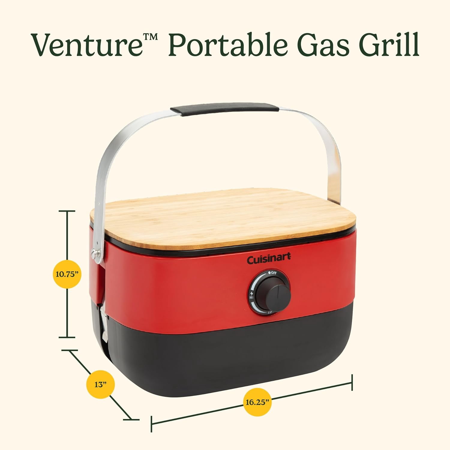Cuisinart Venture Portable Propane Gas Grill (Red, 154 sq in) fveka
