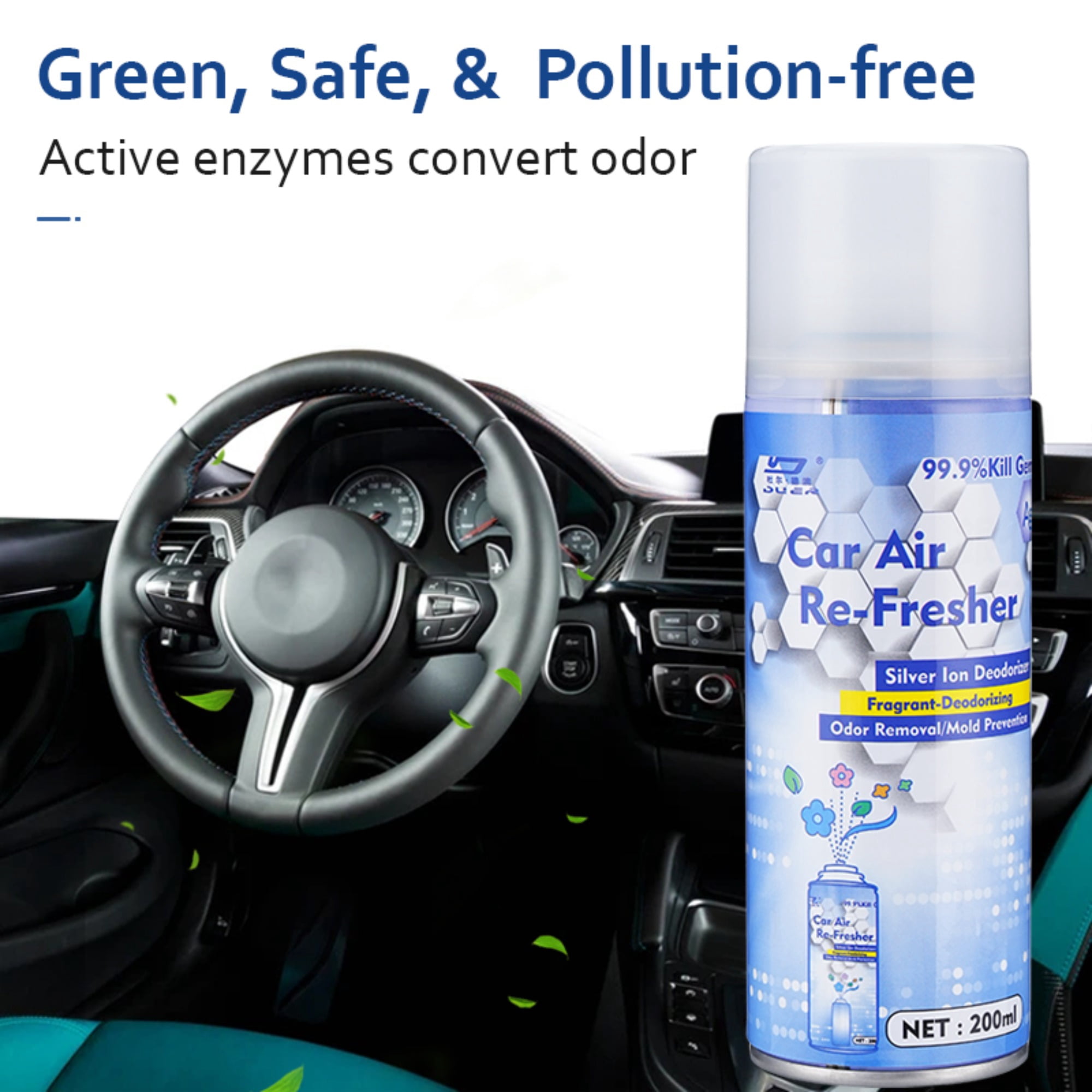 Nuan Car Air Refresher, Silver Ion Odor Eliminator Spray for Vehicle Interiors (Silver, 6.8 fl oz) nrrs9