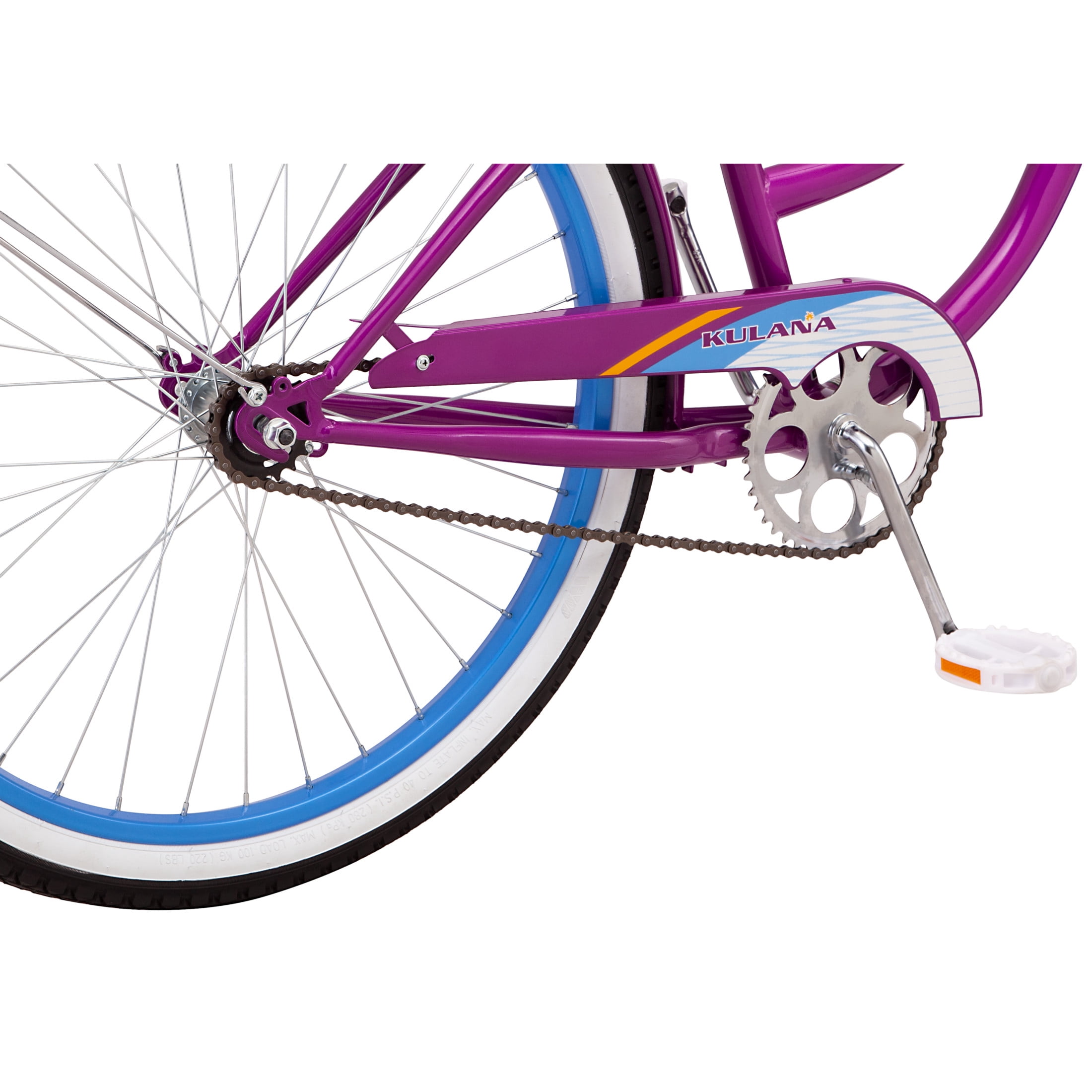 Kulana Lakona Shore Beach Cruiser Bike, Single Speed, Retro Steel Frame (Blue and Purple, 26 in) e3vnr