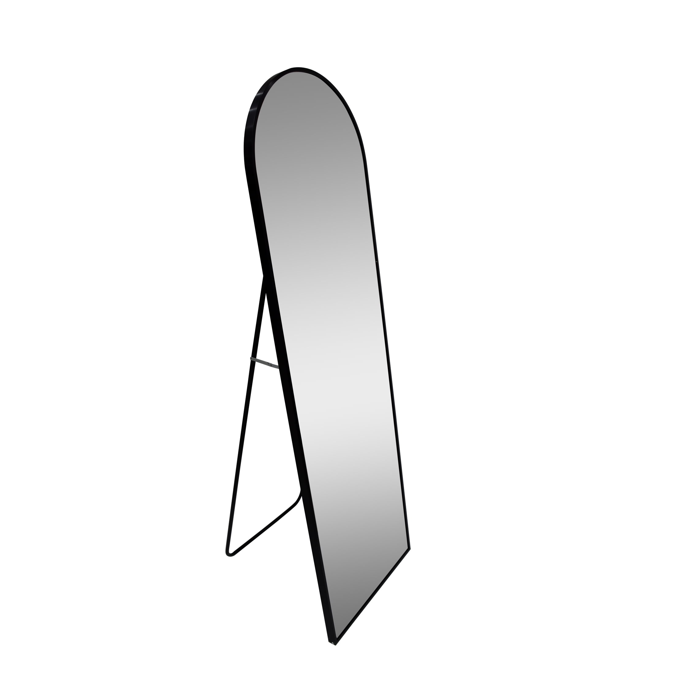 Better Homes & Gardens Arched Floor Mirror, Modern Aluminum Easel Mirror (Black, 17 in x 58 in) pd03d