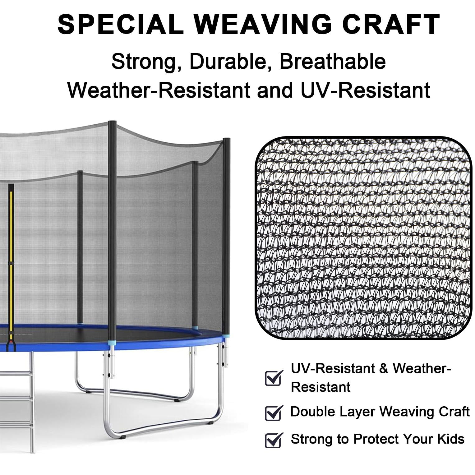 Ldyso 14ft Trampoline Replacement Safety Enclosure Net for 6 Straight Poles (Black, 14 ft) wh6lw