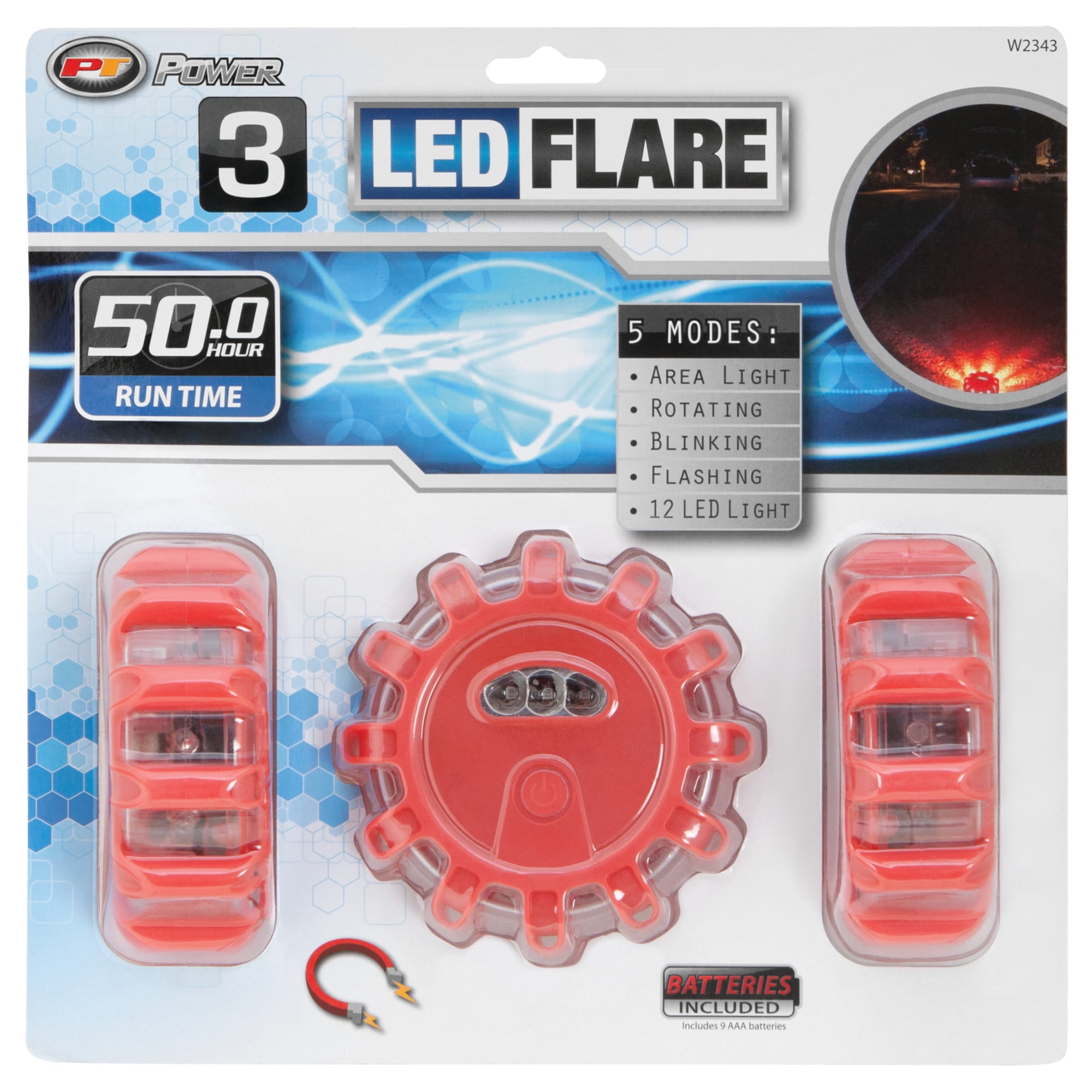 Performance Tool LED Road Flares Emergency Safety Lights (Orange, 3 Pack) 7bmj7