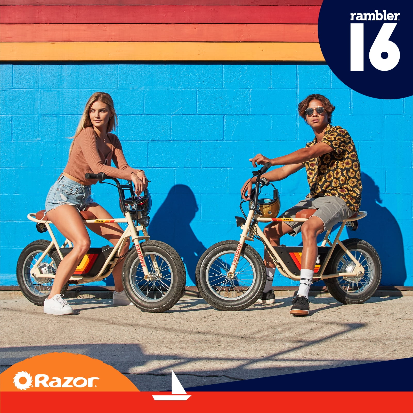 Razor Rambler 16 Electric Minibike, 36V Seated Scooter with Retro Styling (Beige, 53.1 in x 25.2 in x 33.5 in) nb6xn