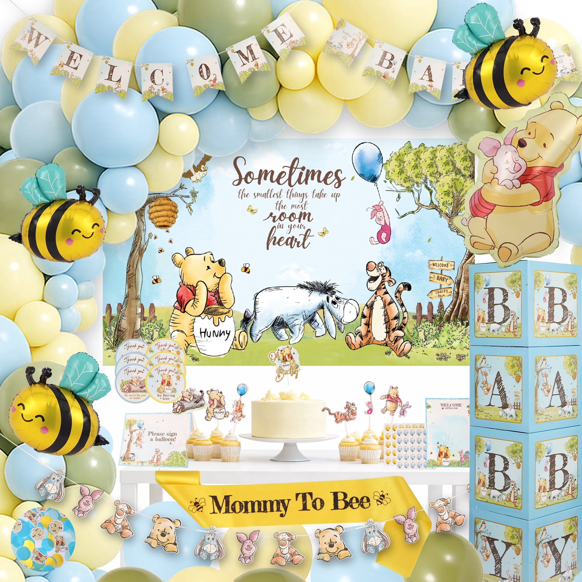 Regal Decorations Classic Winnie the Pooh Baby Shower Decorations for Boy (Blue, 271 Piece Set) jrxpk
