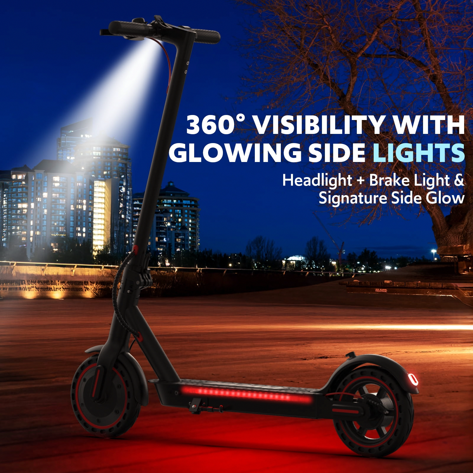 Hapali Electric Scooter for Adults, Folding E-Scooter with 550W Motor and Side Lights (Black, 31 lb) ifkkp