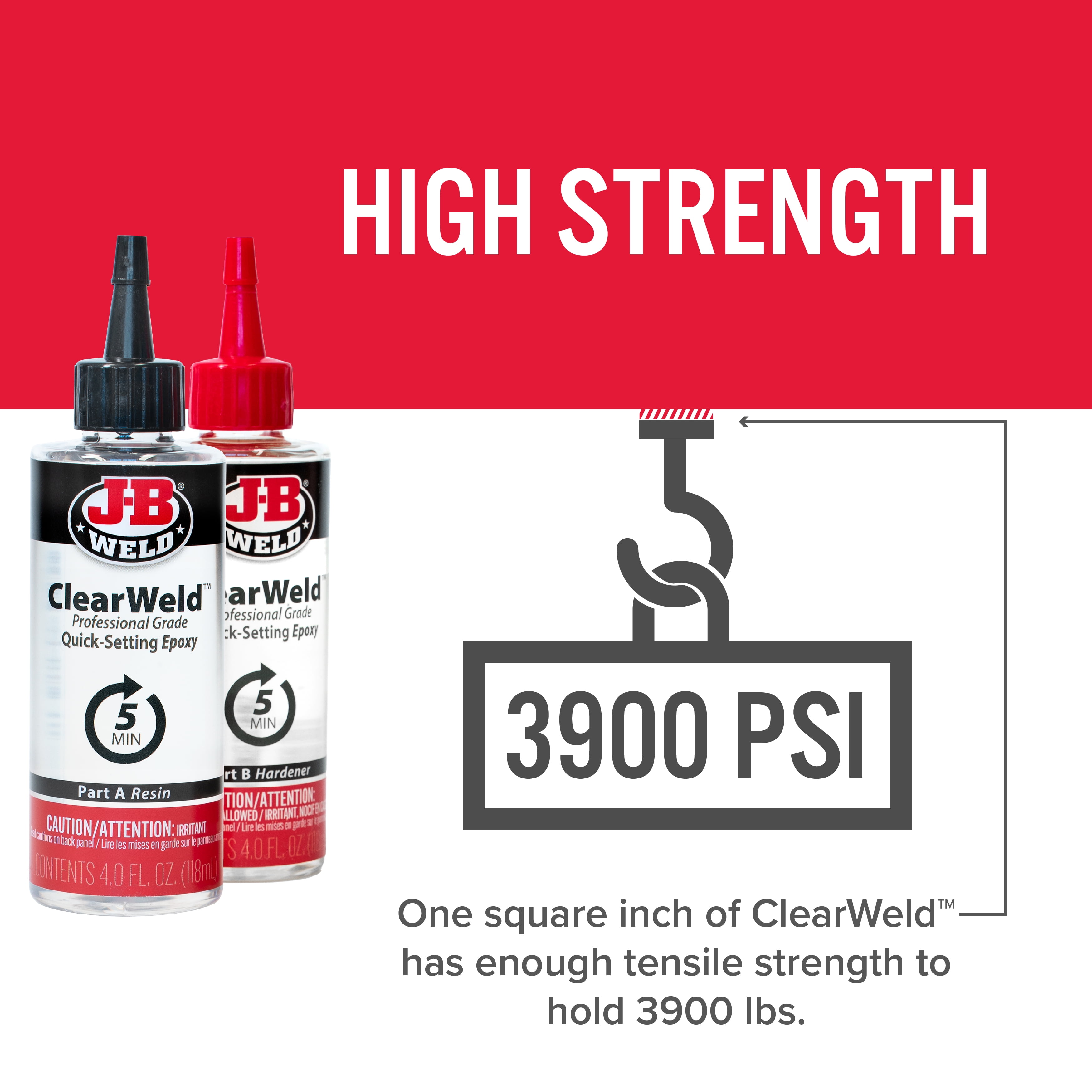 J-B Weld Clear Weld Epoxy Adhesive High-Strength Professional Formula (Clear, 8 fl oz) aeazh