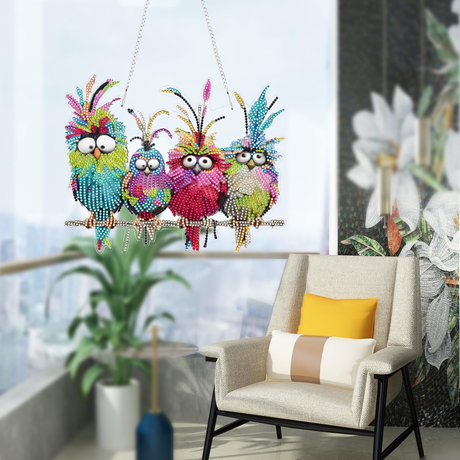 Wekvgz 5D Diamond Painting Ornament Kit, Double Sided Bird Craft Set for Home Decor (Multicolor, 1 Pack) qi3bw