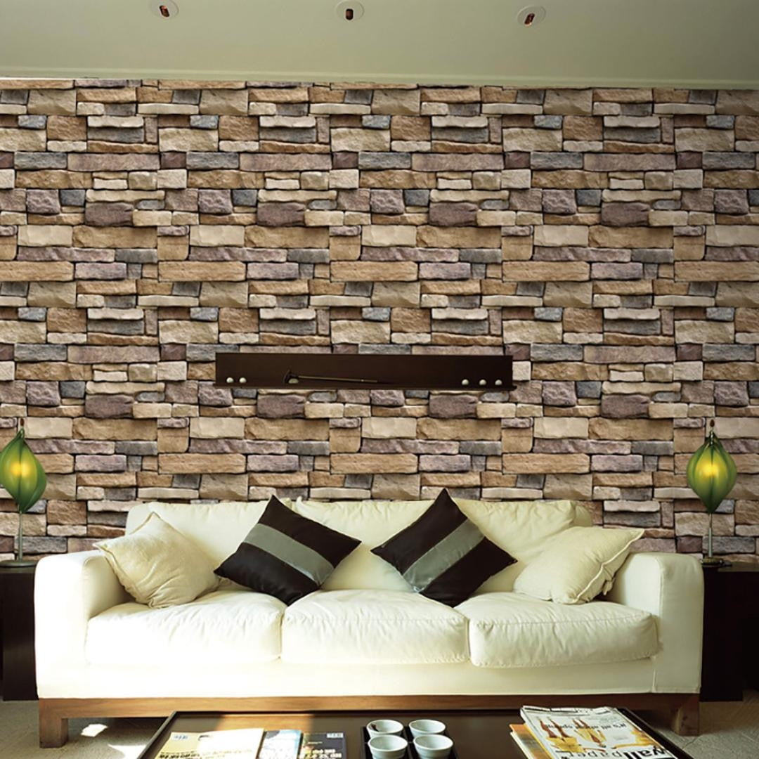 SIUBICH Peel and Stick Wallpaper, 3D Realistic Stone Textured Wall Covering for Backsplash and Countertop (Grey, 17.7 in x 118 in) kgufy