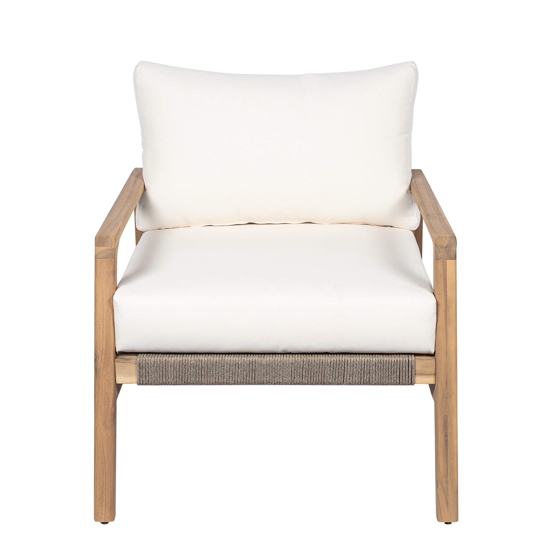 Christopher Knight Home Rustic Outdoor Acacia Wood Club Chair with Curved Rope Back (White, 31.89 in D x 27.17 in W x 27.17 in H) o25g5