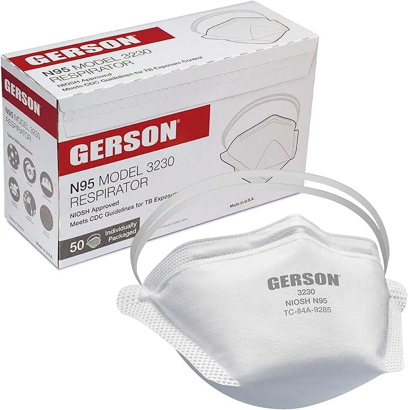 Gerson N95 Pouch Respirator (3230) NIOSH-Approved Protective Face Mask (White, 50-Pack) p34l7