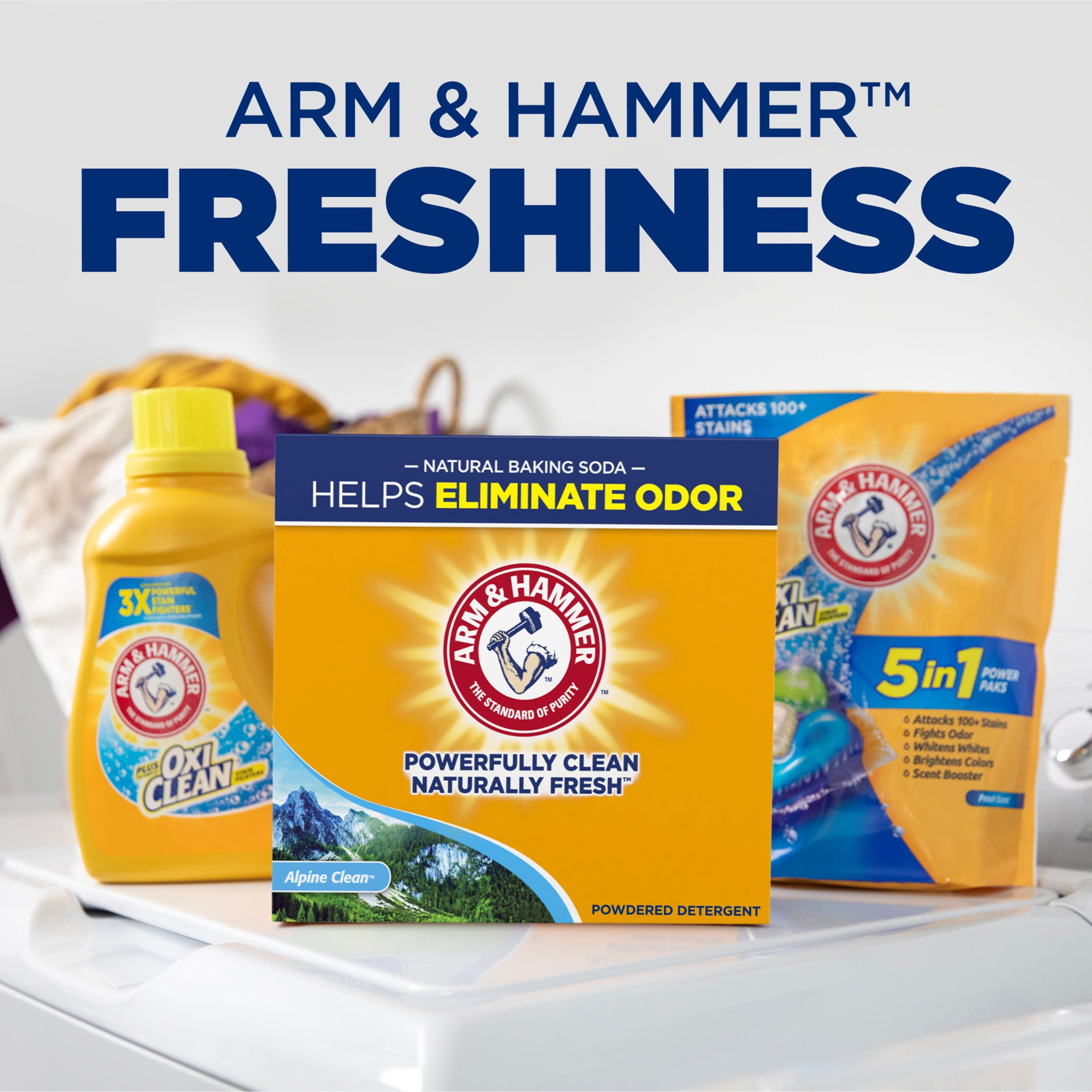 ARM & HAMMER Powder Laundry Detergent, Alpine Clean, Deep Cleaning Formula (9.56 lb) 59dpz