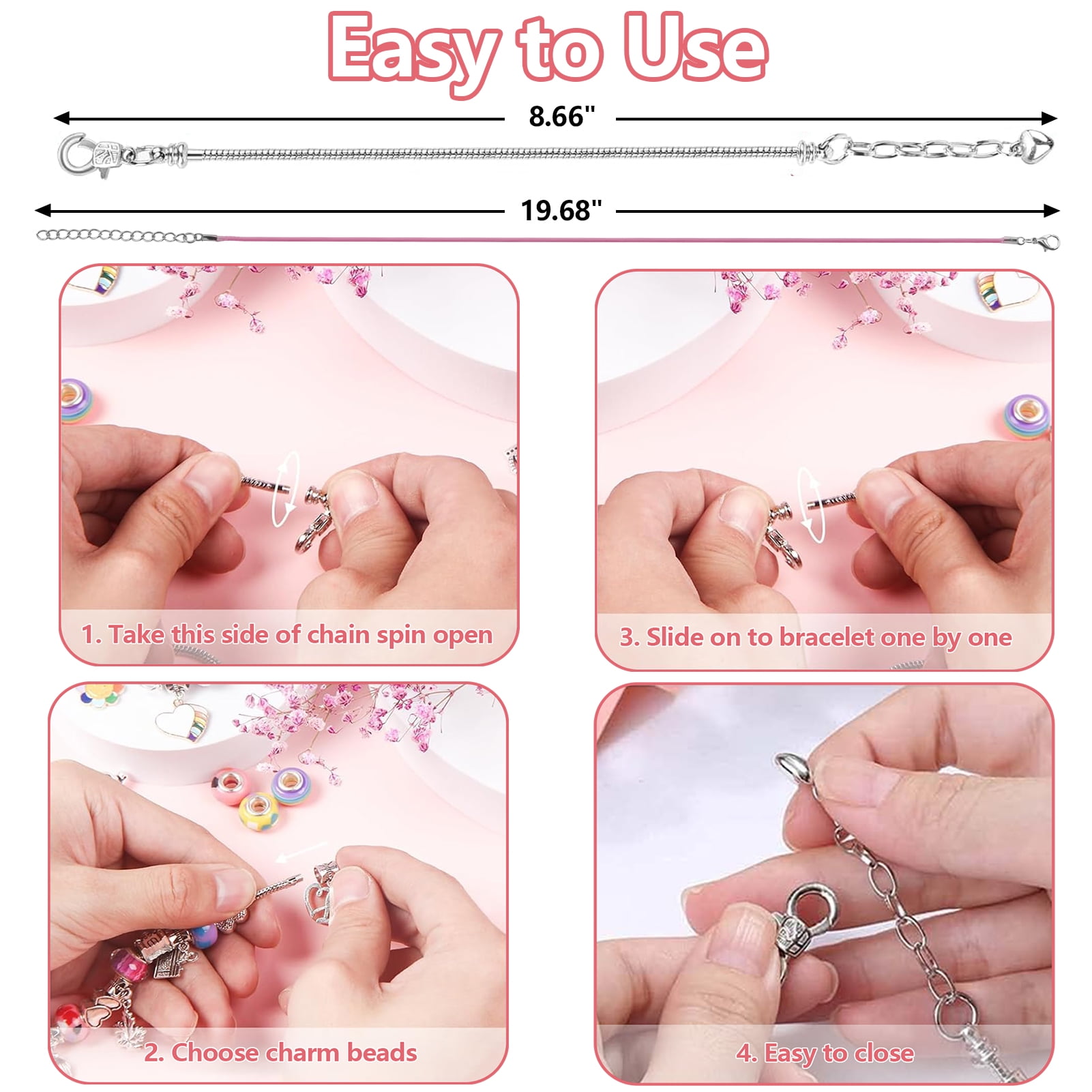 Yalumo Charm Bracelet Making Kit DIY Jewelry Craft Set for Girls (67 Pieces) ugi8f