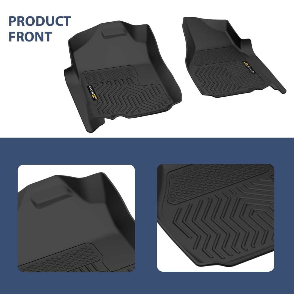 PIT66 All-Weather TPE Floor Mats Set for Dodge Ram 1500 2500 3500 Quad Cab (Black, 1 Set) e23wa