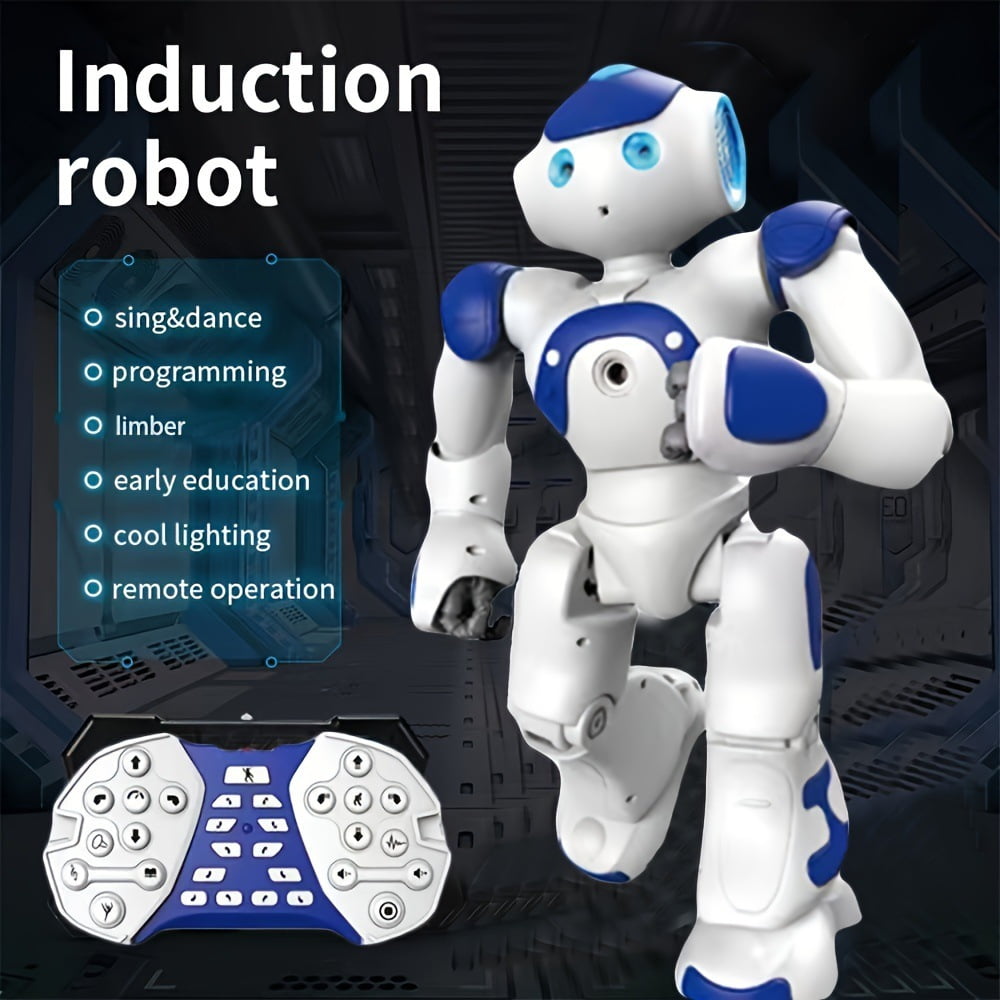 BABYLTRL Smart Remote Control Robot Toy, Interactive Programmable Robot with Voice and App Control (Blue, 19 in) hskco