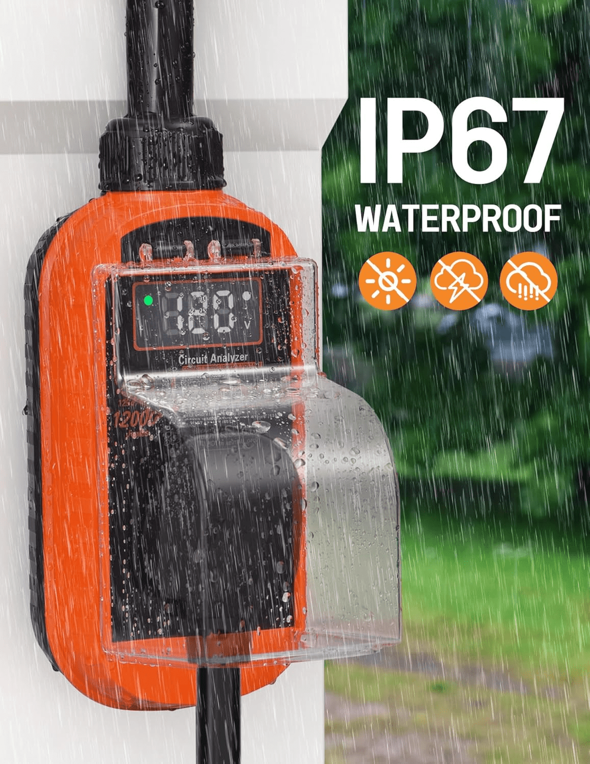 Mpow 30 Amp RV Surge Protector, 10,000J Smart Circuit Analyzer with LED Display & Auto Shutoff (Orange, 30 Amp) 5b85g