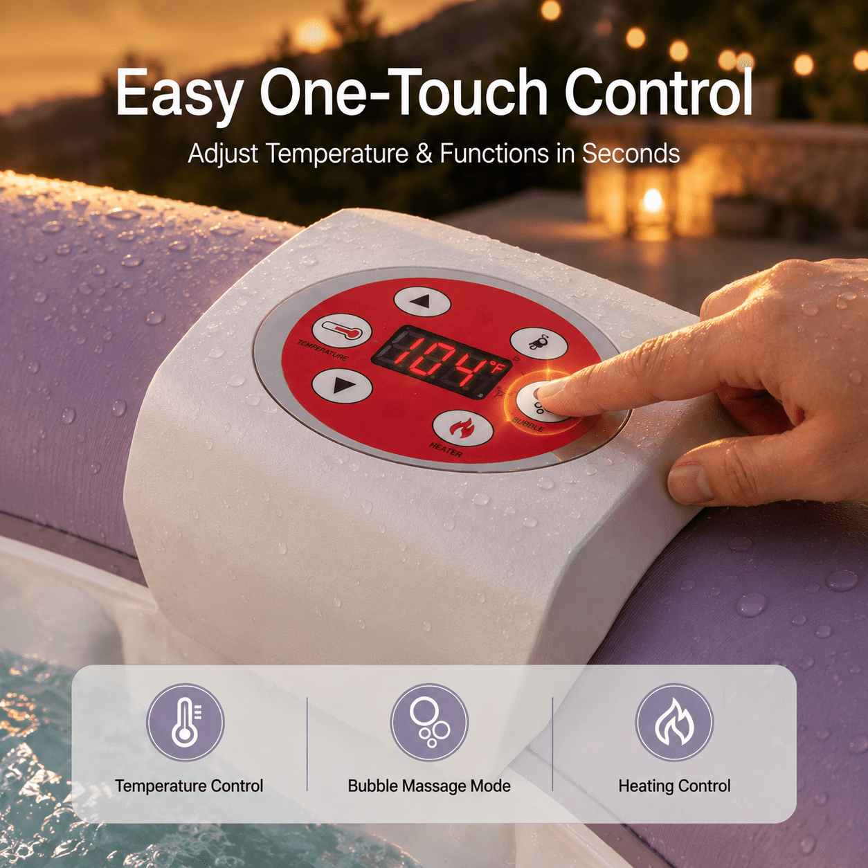 Segmart Inflatable Hot Tub Portable Outdoor Spa with 110 Bubble Jets and Heating System (2-4 Person, 221 gal) 8bsrw