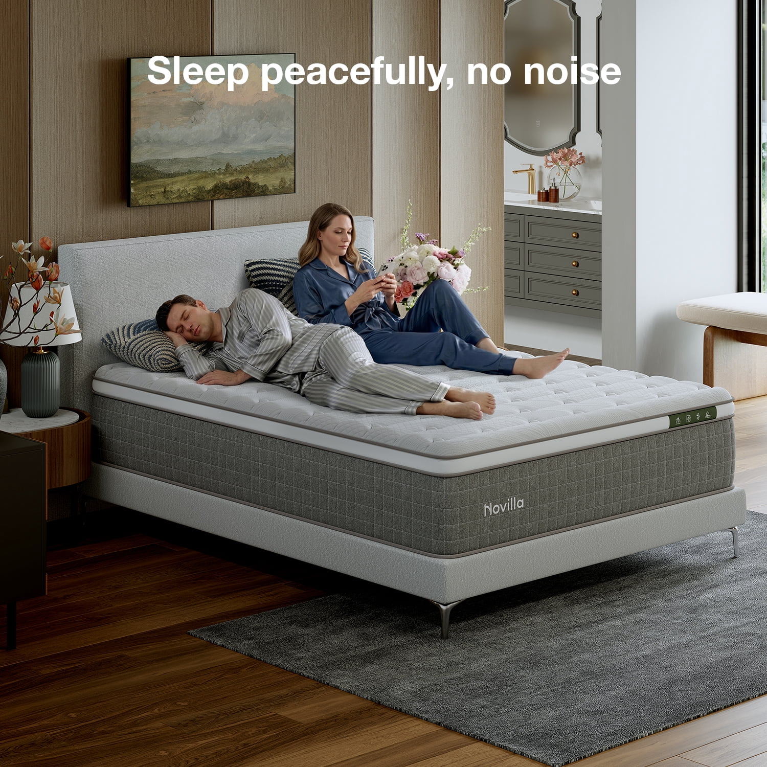 Novilla Vela Hybrid King Mattress, Cooling Gel Memory Foam Bed with Pressure Relief (White, 10 in) yljze