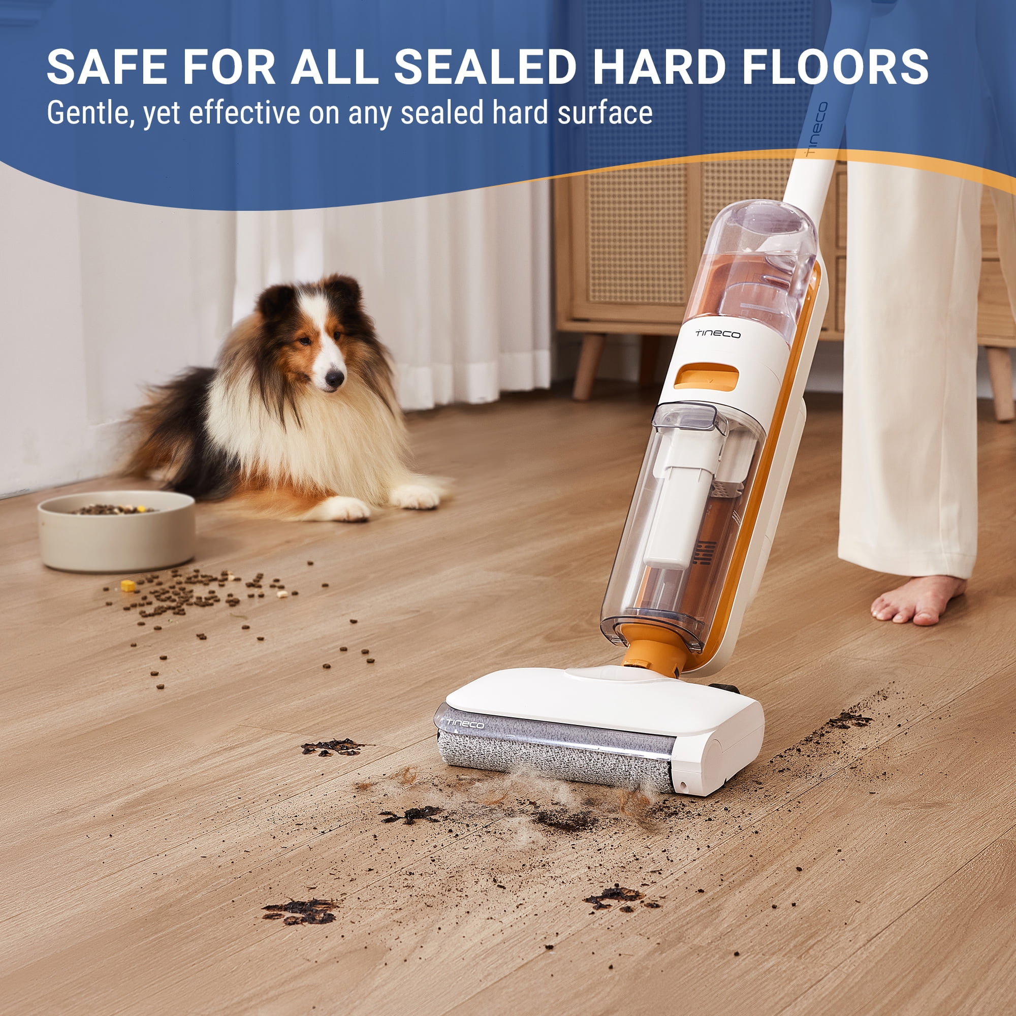 Tineco GO MAX Cordless Wet Dry Vacuum and Mop, Self-Cleaning Floor Washer for Hardwood and Sealed Floors (White) 8yk6k