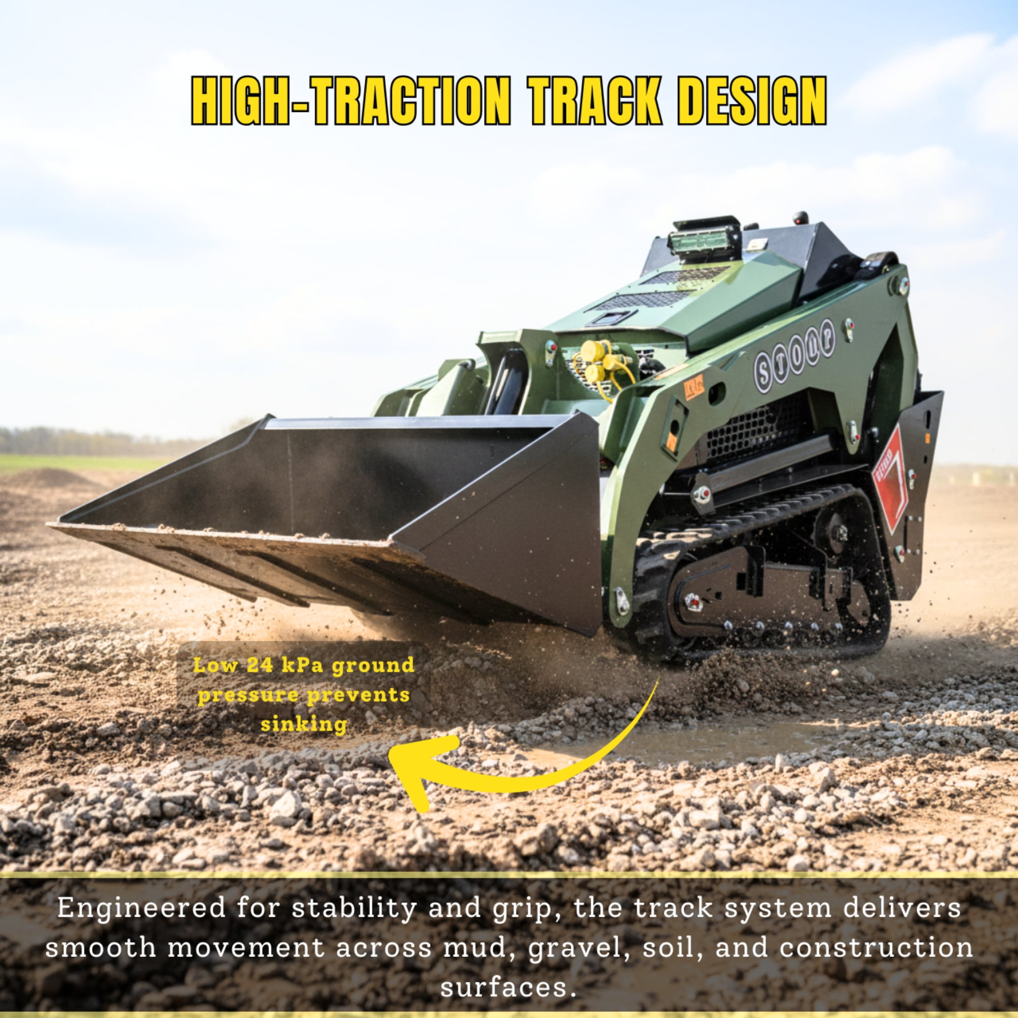 TYPHON STOMP V1000 Diesel Skid Steer Loader (Green, 1.5 Ton) znrn3