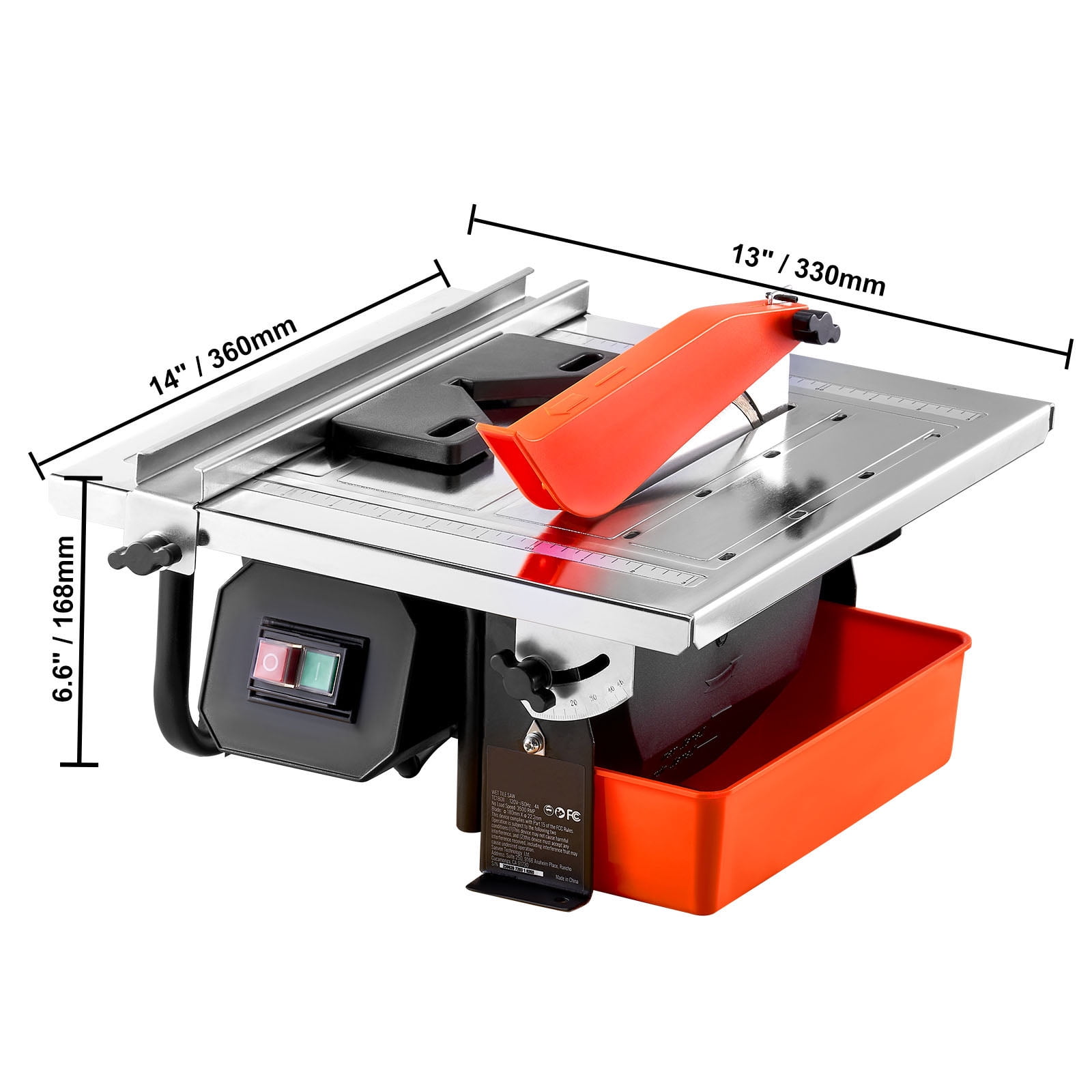 KFFKFF Wet Tile Saw, 7-inch Steel Blade, 3500 RPM Induction Motor, 0-45 Degree Miter Cut, Galvanized Surface (Black, 1.25 in Depth) jv0bm