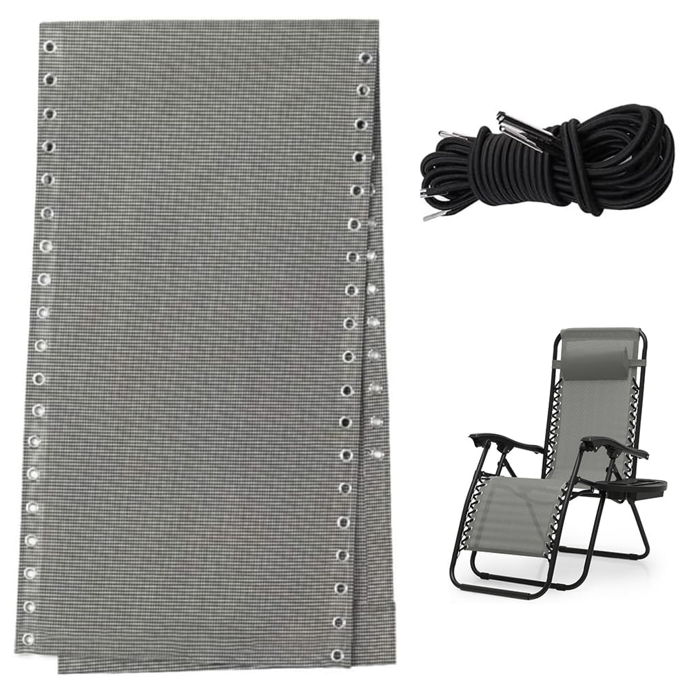 LUVCMFT Zero Gravity Chair Replacement Fabric with 4 Bungee Cord Kit (Light Gray, 17 in x 63 in) 7zser